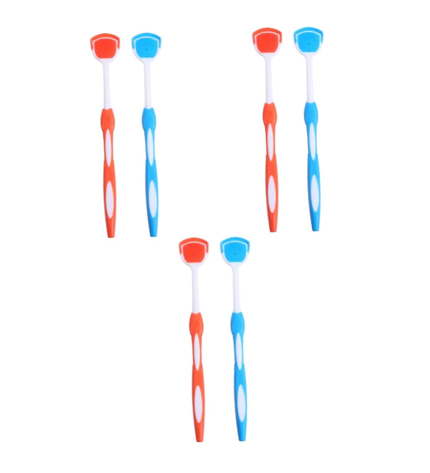 Partykindom 6-Pack Tongue Cleaning Brush - Halitosis Tongue Scraper - Metal Hygiene Tool - Orange & Blue - Buy Online on GoSupps.com