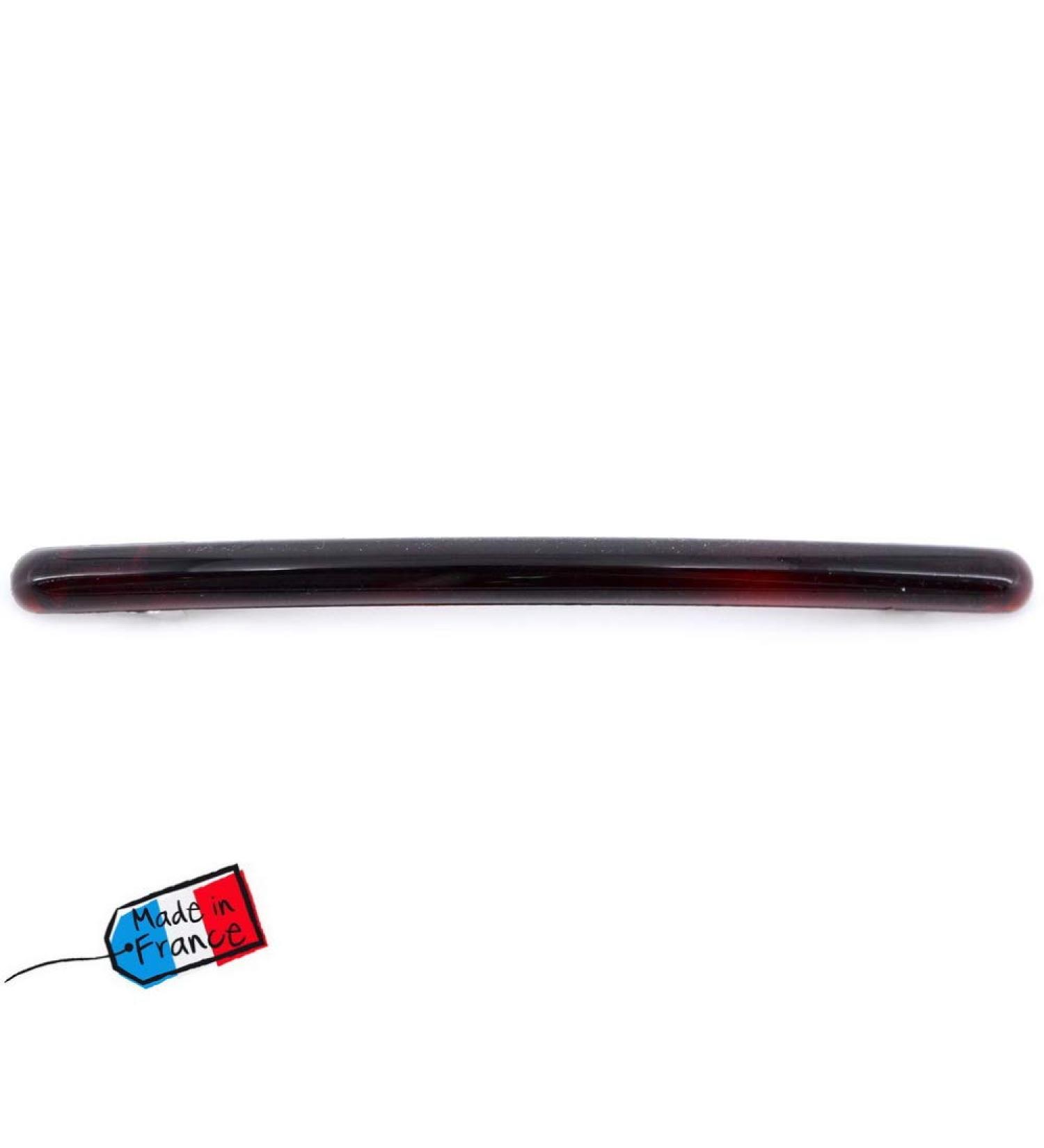 Hair clip classic long and thin made in France 10.5 cm x 0.7 cm brown