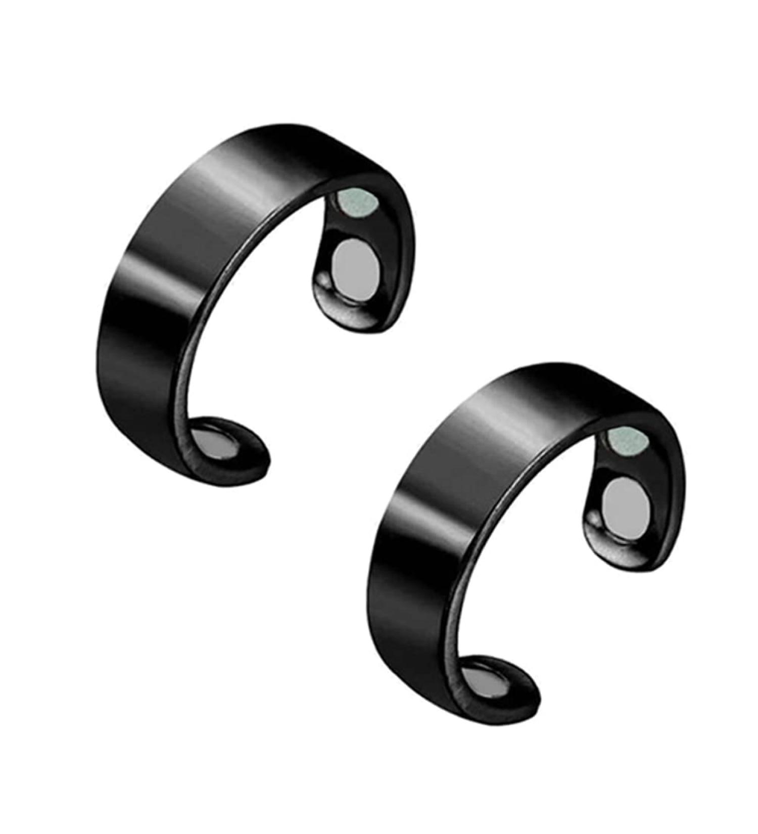 Lymphatic Drainage Magnetic Rings 4Pcs for Stress & Pain Relief - Adjustable Magnetic Therapy Rings for Women Men - Black (2Pack) - Buy Online on GoSupps.com