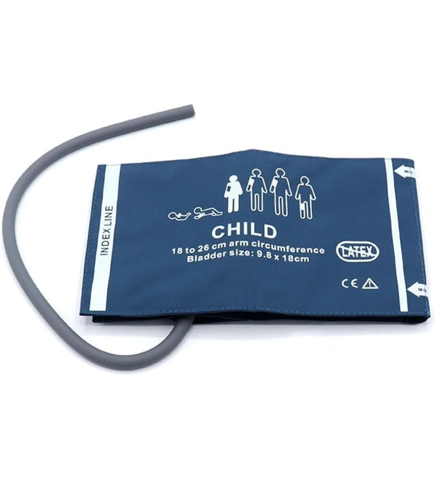 Universal NIBP Cuff forPediatric Child 18-26cm Single Tube Reusable PU Replacement Blood Pressure Cuff No Connector Child Blue PU+Single l Tube - Buy Online on GoSupps.com