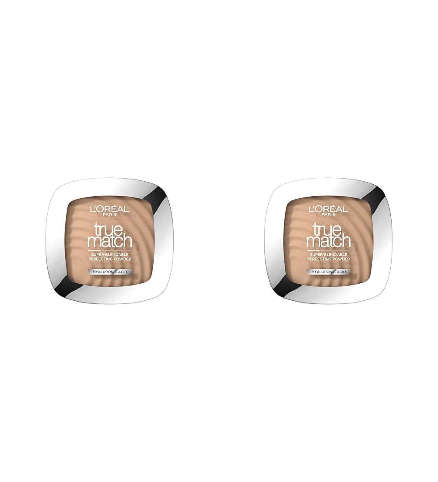 L'Or al Paris Powder Foundation Super-Blendable With Hyaluronic Acid Light Texture for a Flawless Finish True Match Perfecting Powder C2 (Pack of 2) 2C - Rose Vanilla 9 g (Pack of 2) - Buy Online on GoSupps.com