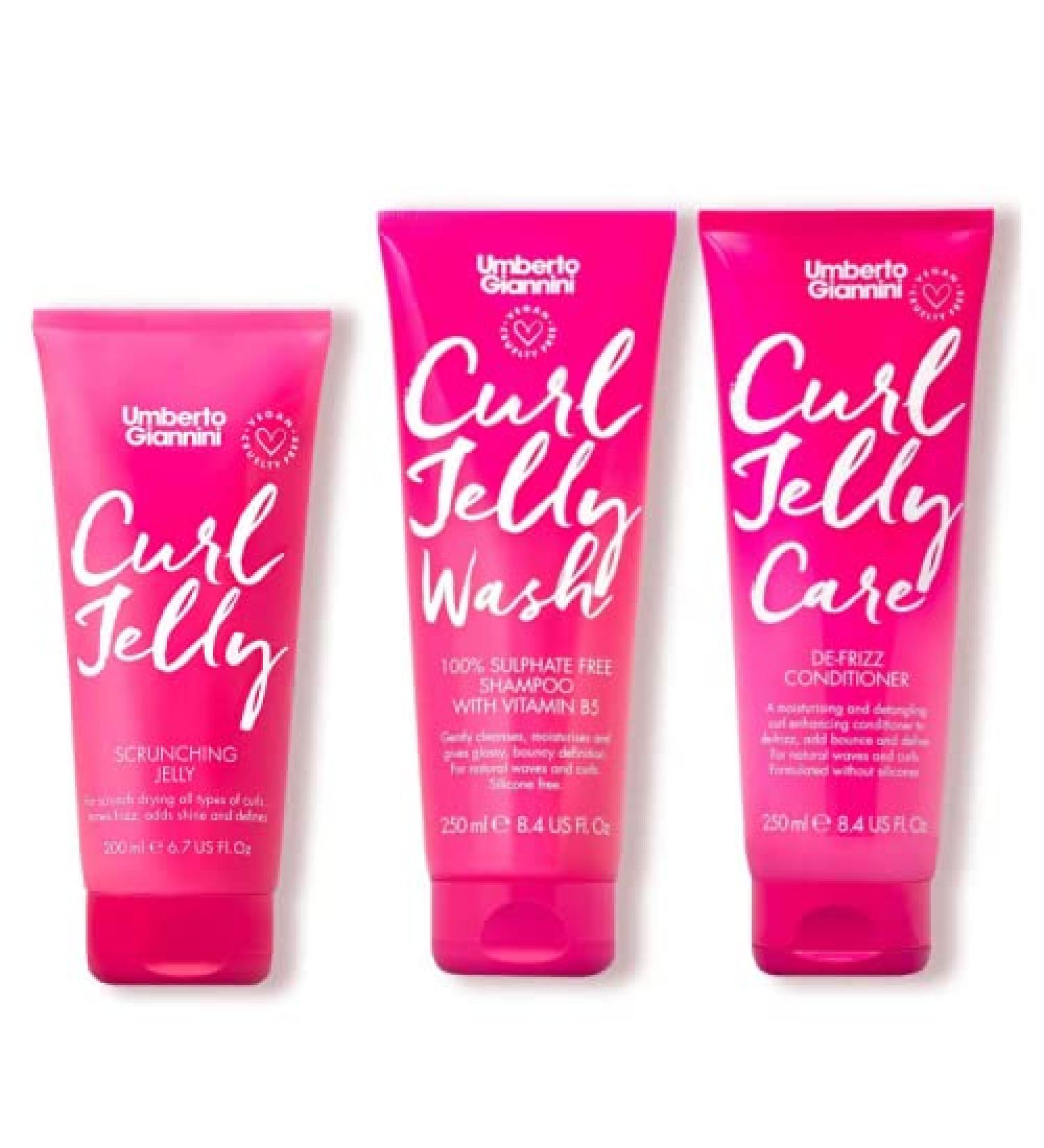 Umberto Giannini Curl Jelly Frizz Free Trio Curl Scrunching Jelly Jelly Wash Shampoo & Jelly Care Conditioner Bundle Vegan CrueltyFree & SulfateFree Set for Curly or Wavy Hair - Buy Online on GoSupps.com