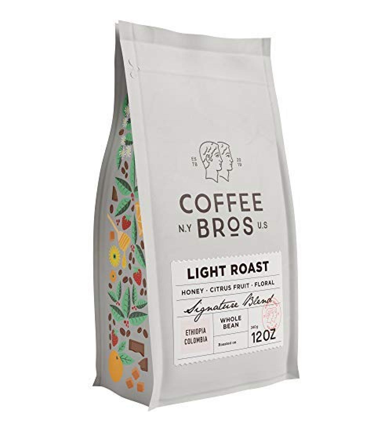 Coffee Bros. Light Roast Whole Bean 100% Arabica Blend - Ethiopia & Colombia - 12oz Bag - Gourmet Specialty Coffee - Buy Online on GoSupps.com