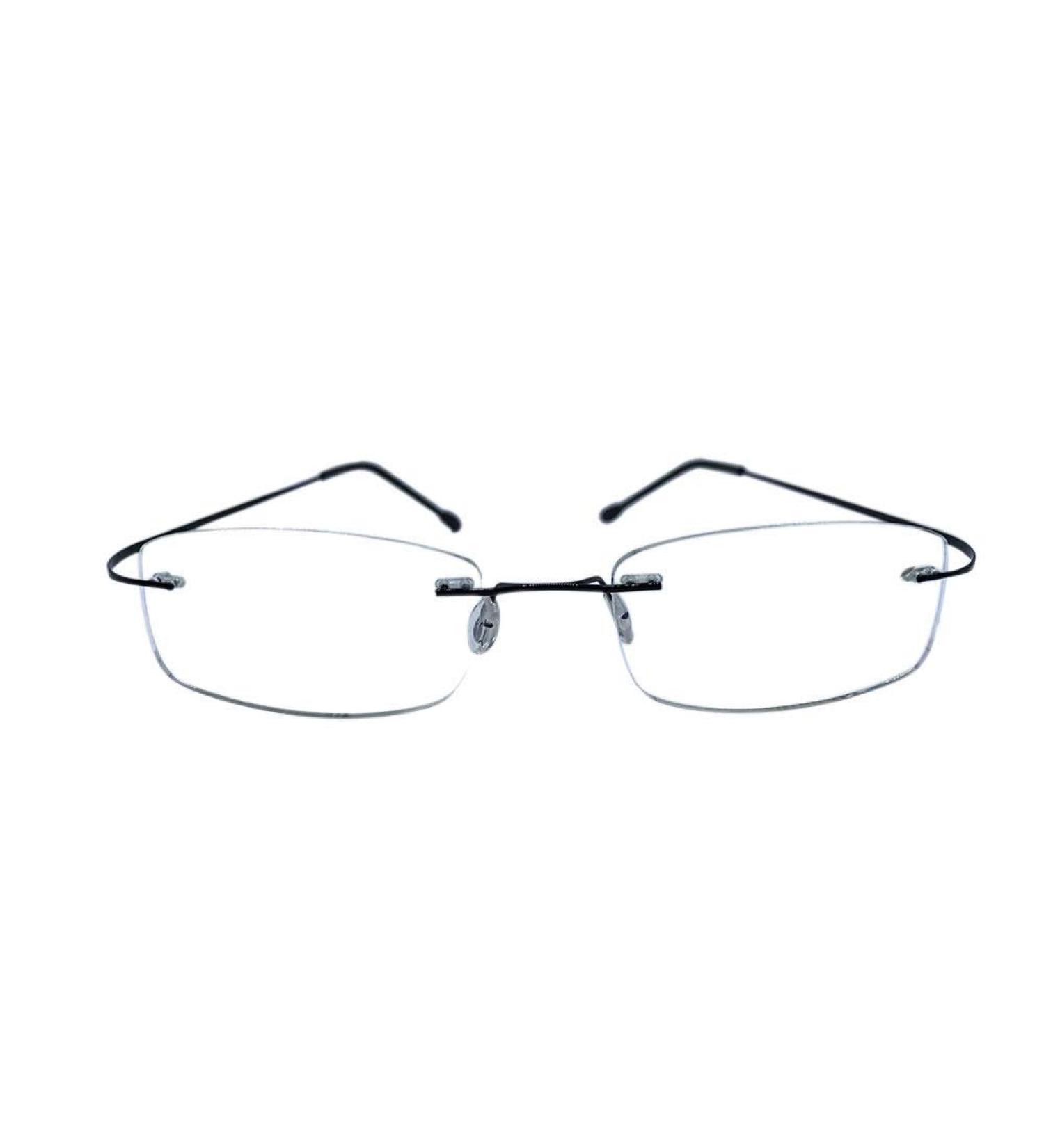 Edgeless Reading Glasses for Men - Meijunter Fashion Retro Lightweight Metal Frame +1.0 to +3.5 - Comfortable Black Lens - Buy Online on GoSupps.com