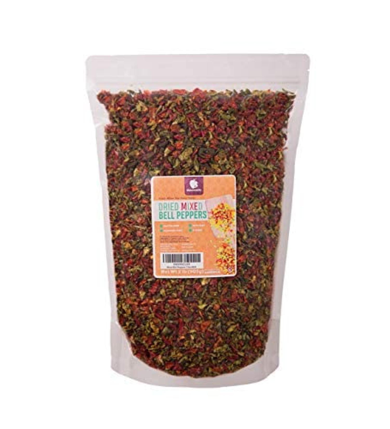 Gourmanity 2 lb Dried Mixed Bell Peppers - Dehydrated Chopped, Diced Flakes - All Natural & Kosher - Buy Online on GoSupps.com
