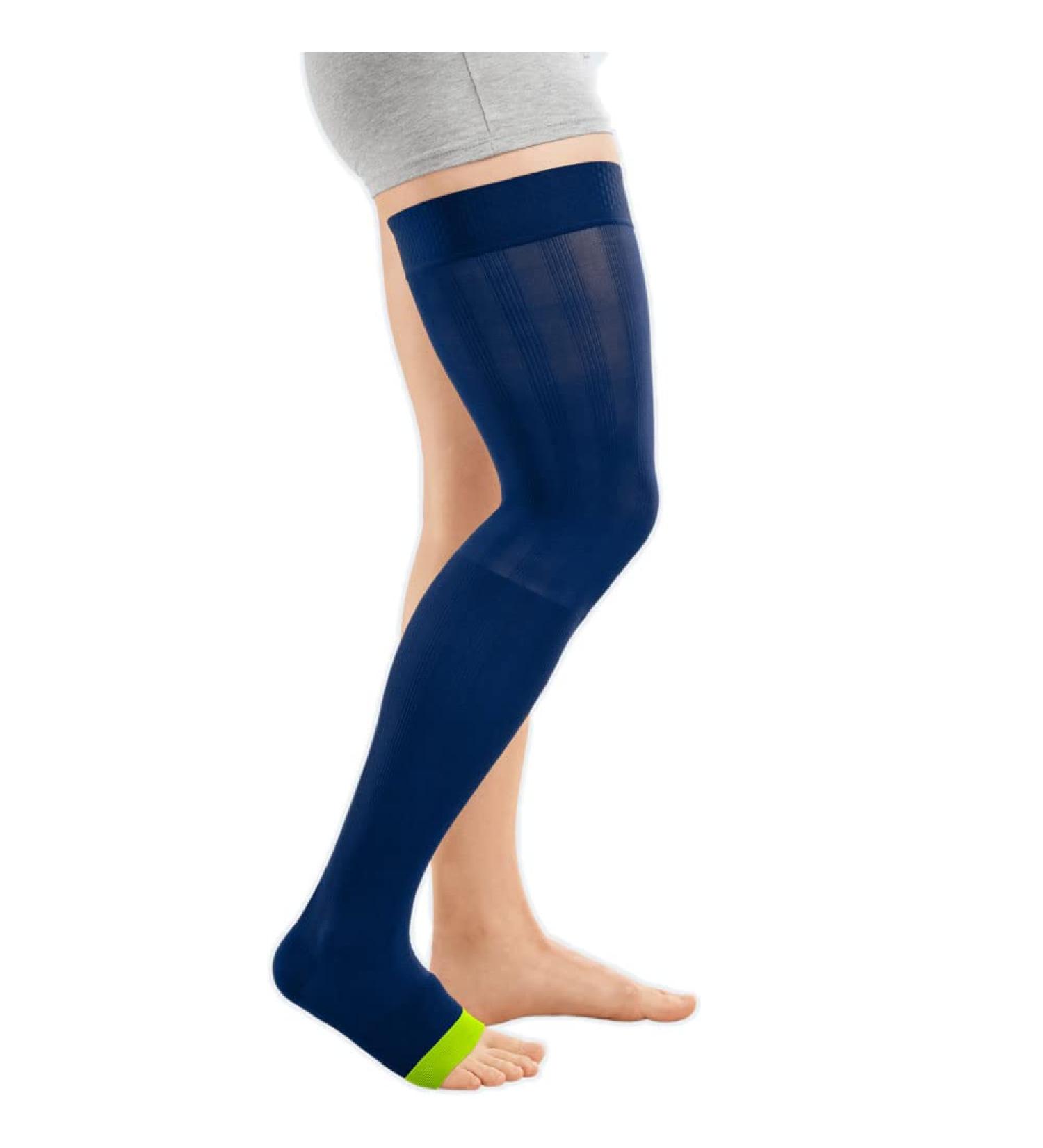 medi Rehab one compression thigh stockings AG for edema therapy II green/ocean blue