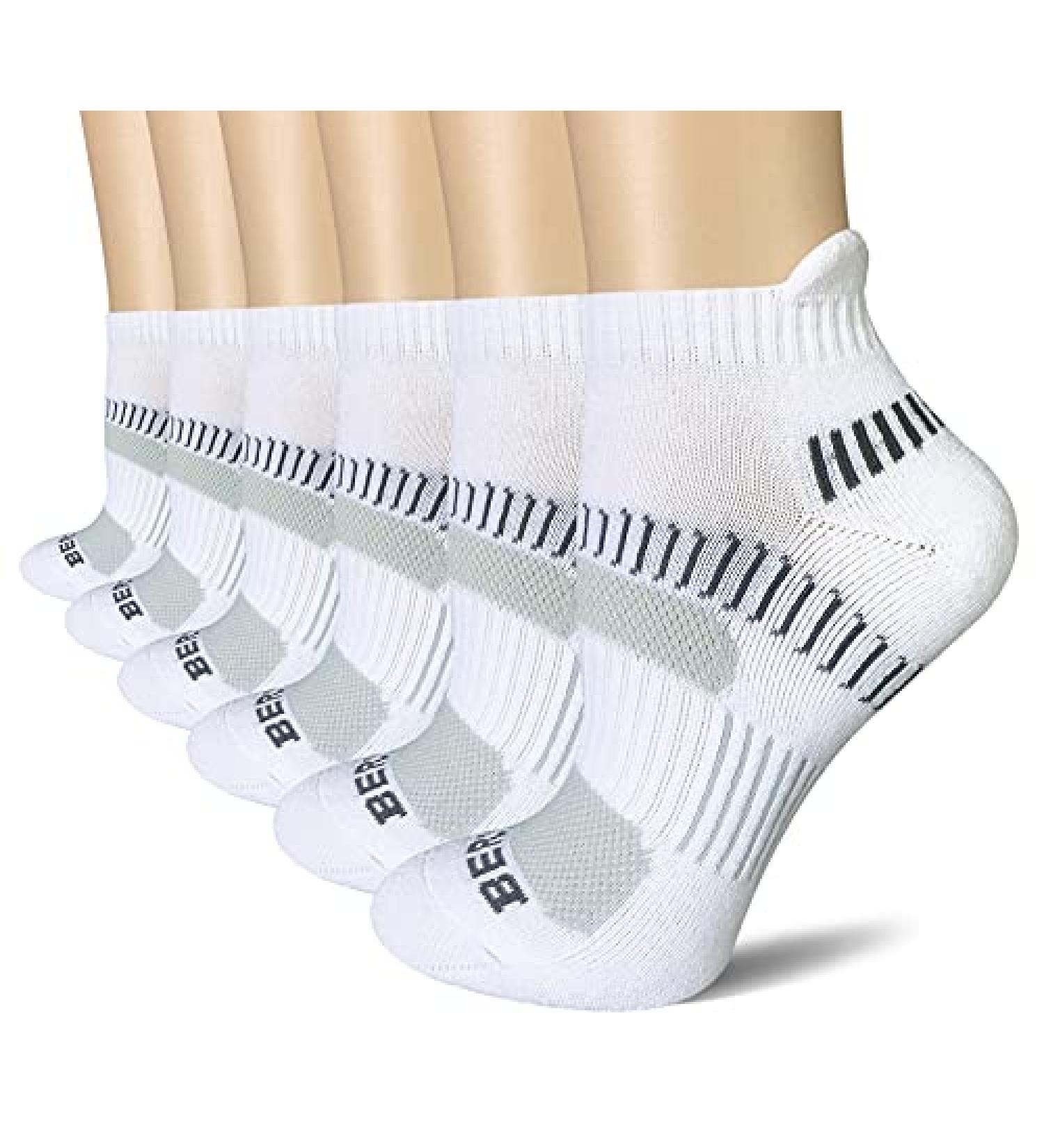 BERING Women's Performance Athletic Ankle Running Socks (6 Pack) - White (Size 7-9) - Buy Online on GoSupps.com