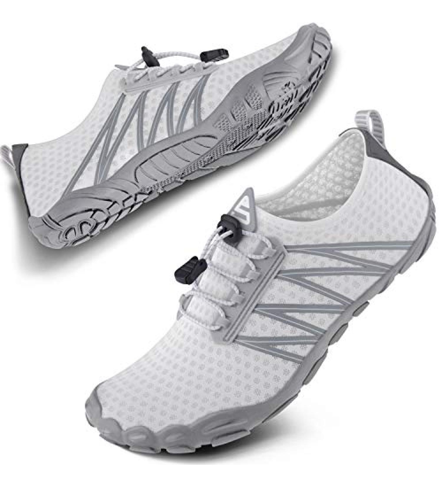 SEEKWAY Water Shoes - Quick-Dry Aqua Sock for Beach, Swim, Hiking - White, Size 8.5 Women/7.5 Men - Buy Online on GoSupps.com