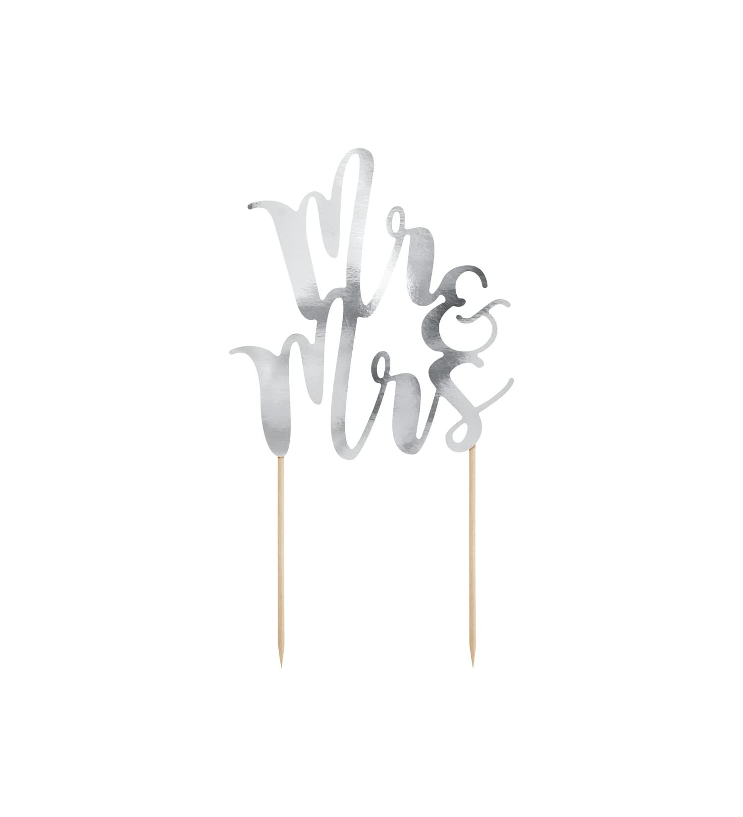 PartyDeco Topper Mr And Mrs for Wedding Cake Silver Colour - Buy Online on GoSupps.com
