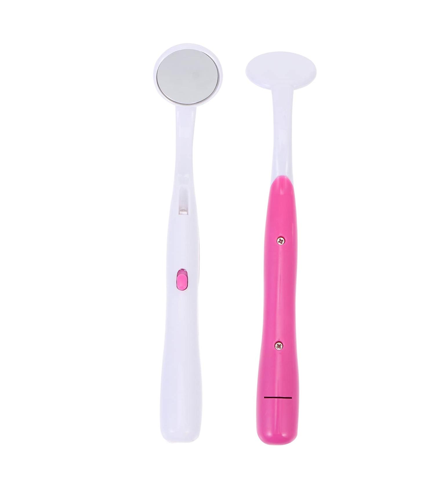 Heallily 2-Pack LED Dental Mirrors with Light - Anti-Fog Oral Inspection Tools for Dental Care - Pink - Buy Online on GoSupps.com