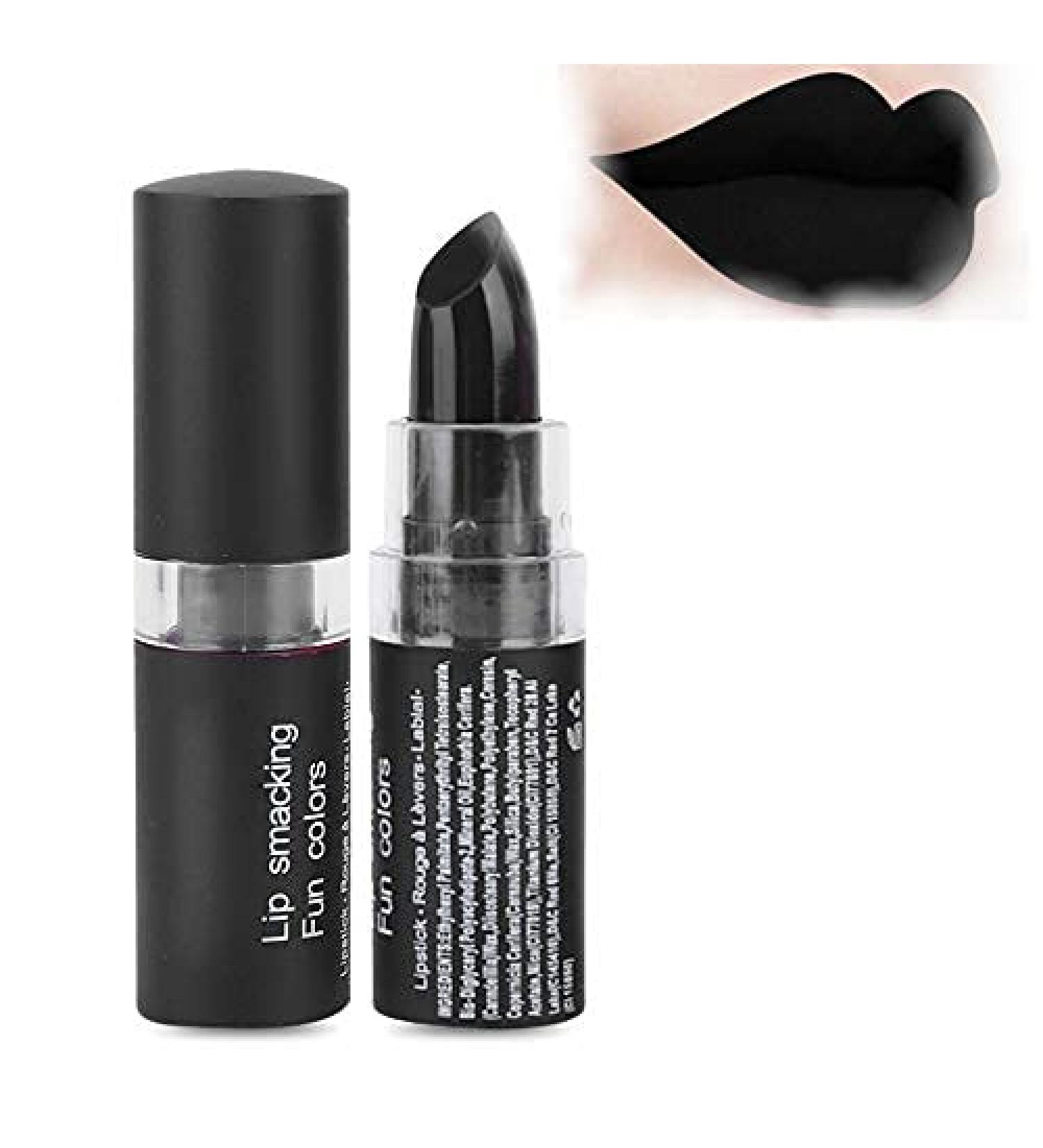 Black Matte Lipstick - Long-Lasting Highly Pigmented Retro Lip Gloss for Parties & Halloween Makeup - Buy Online on GoSupps.com