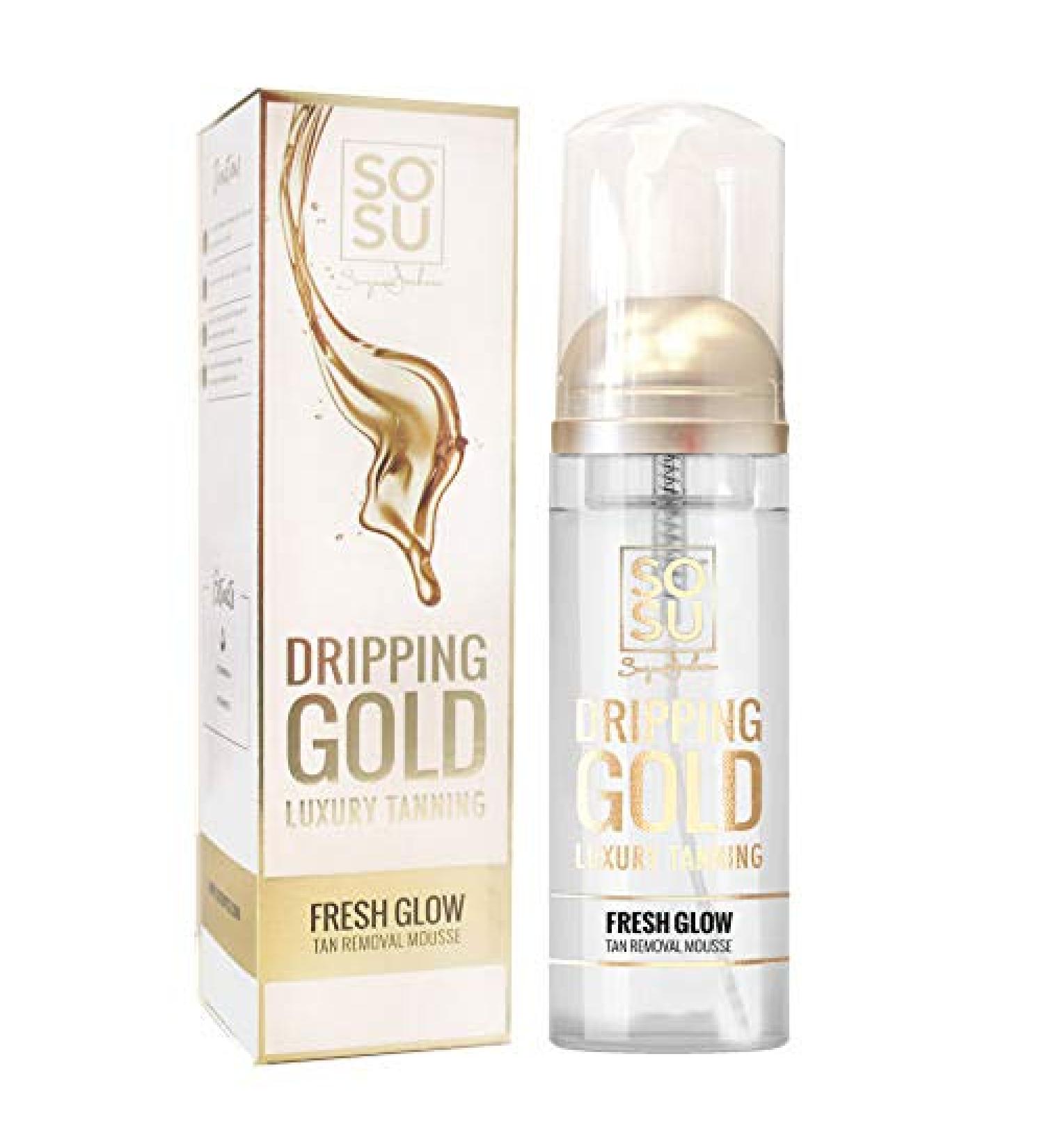 SOSU Dripping Gold Tan Removal Mousse 5 Oz - Vegan & Cruelty-Free Formula with Vitamins A & E - Gentle Tanning Remover for Flawless Skin - Buy Online on GoSupps.com