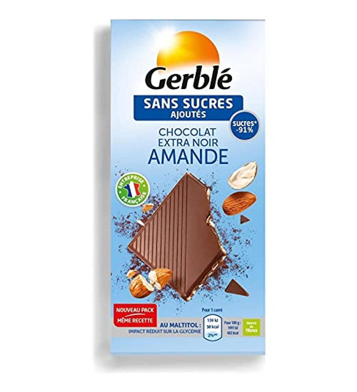 Gerblé Extra Dark Chocolate Almond No Added Sugar 80g (pack of 3)
