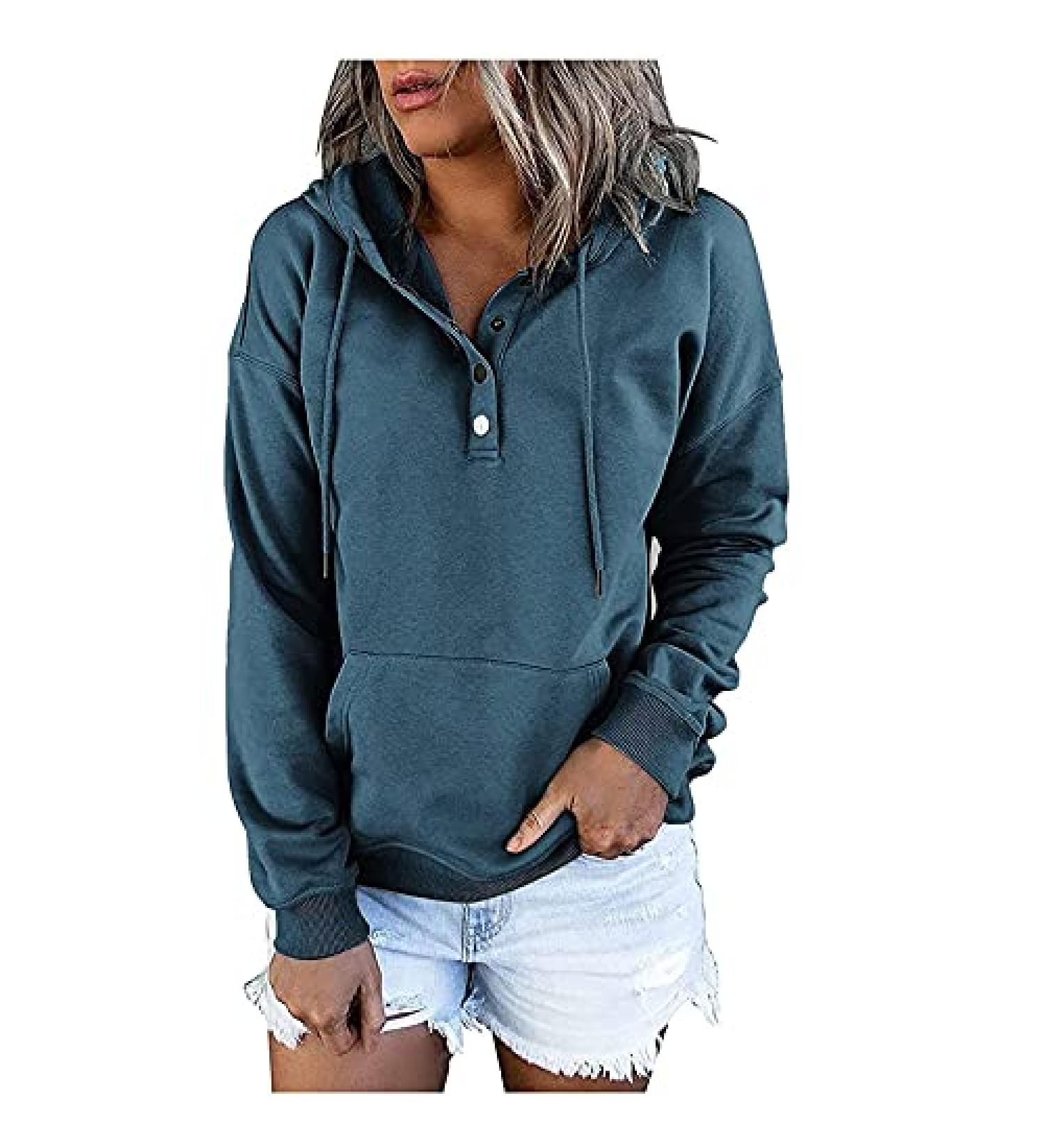 Womens Aztec Sweatshirt Hoodie with Drawstring Pocket - Navy, Large - Buy Online on GoSupps.com