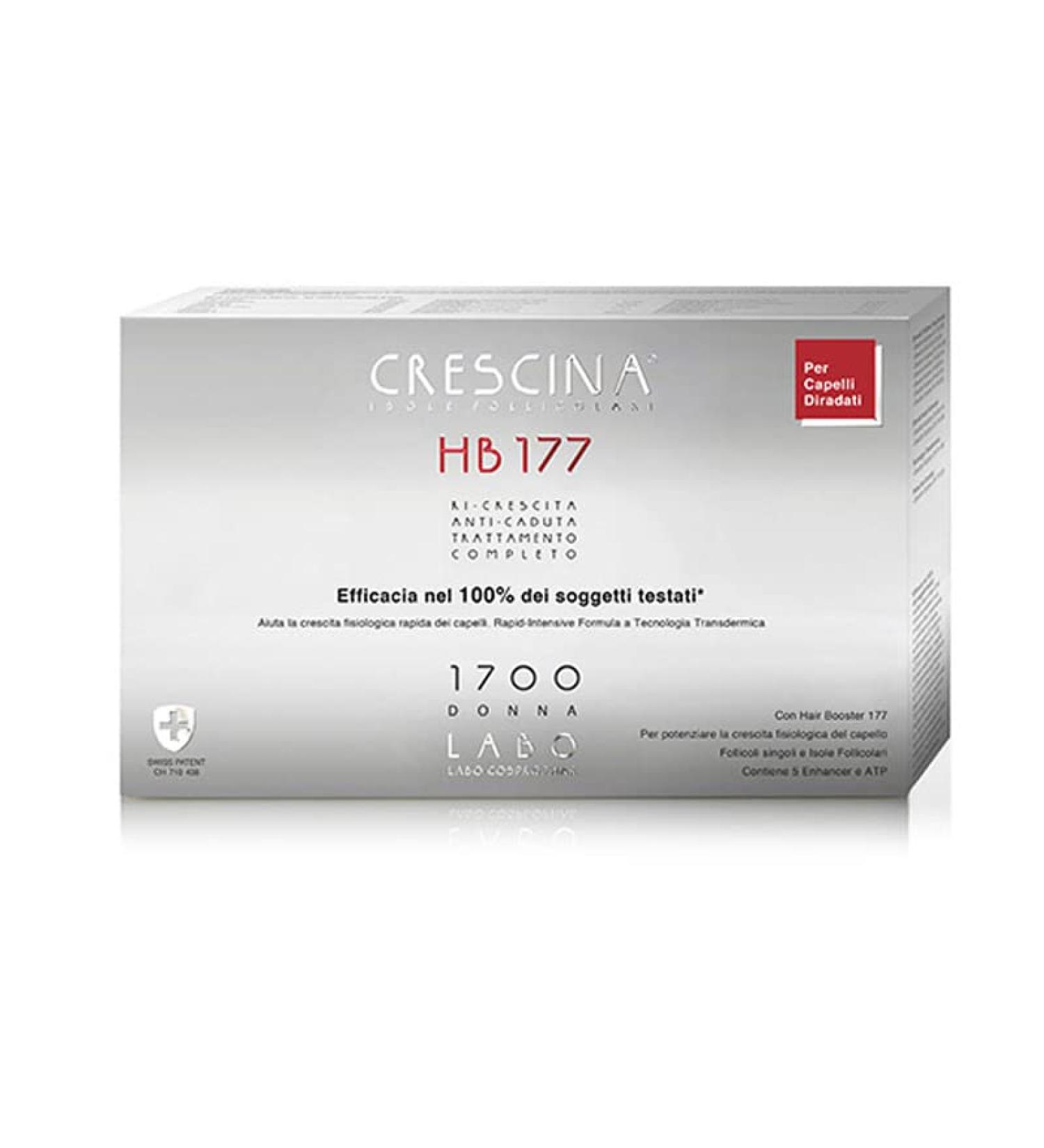 Crescina Transdermic Follicular Islands HB 177 and Anti-Fall Treatment Complete Hair Booster 1700 Woman 10+10 vials