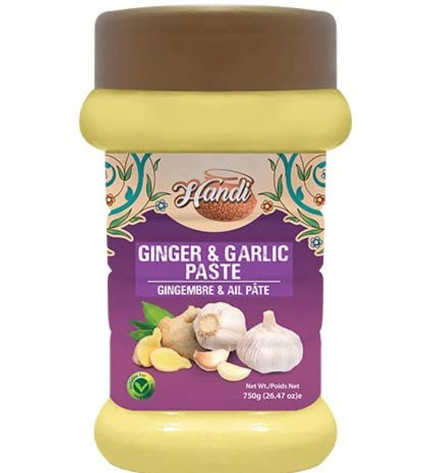 Handi ginger garlic paste 750 Gram Halal No Artificial Flavours gingergarlic - Buy Online on GoSupps.com