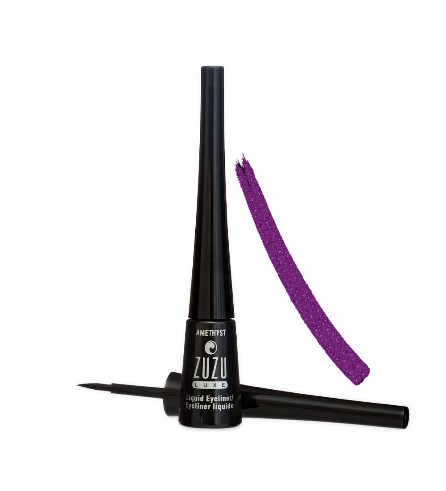 ZUZU LUXE Precision Liquid Liner in Amethyst - Purple/Shimmer | Fine Tip, Quick-Drying, Water-Resistant Liquid Eyeliner - 0.1 oz | Natural, Vegan, Cruelty-Free, Paraben-Free - Non GMO - Buy Online on GoSupps.com