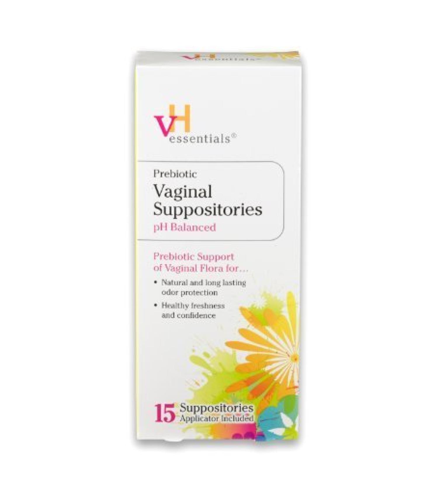 VH Essentials Prebiotic Vaginal Suppositories 15 Count (Pack of 3)