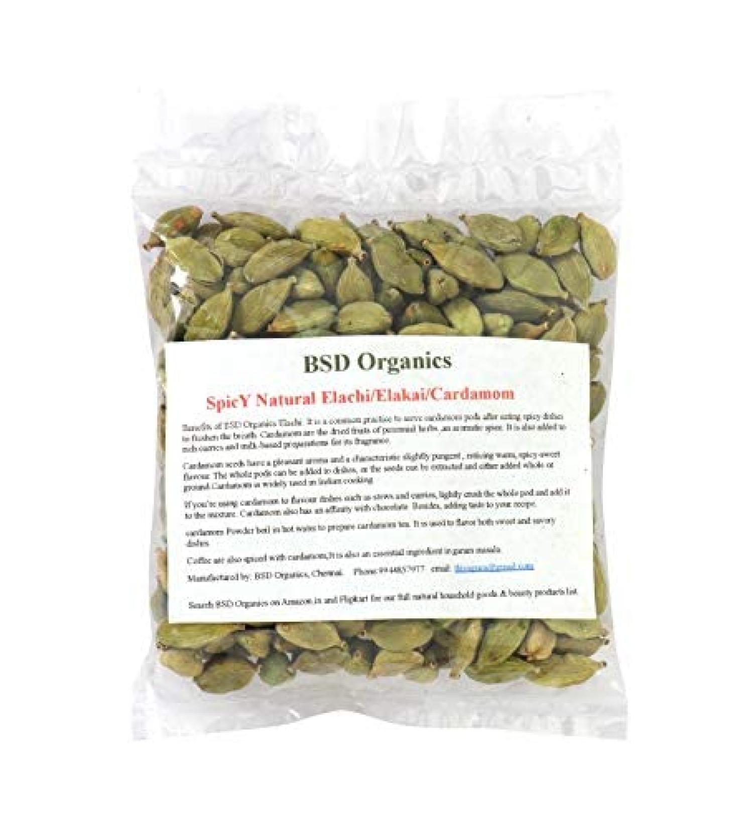 BSD Organics SpicY Natural Elachi/Elakai/Cardamom for Tea Coffee Sweet Rice Skincare Oral Care and more (1 Kilo Grams)