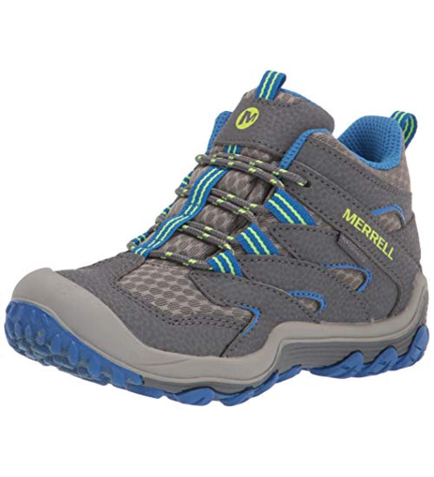 Merrell Chameleon 7 Access Mid WTRPF Hiking Boot Big Kid - Grey/Blue | Sizes 5 | Ages 8-12 - Buy Online on GoSupps.com