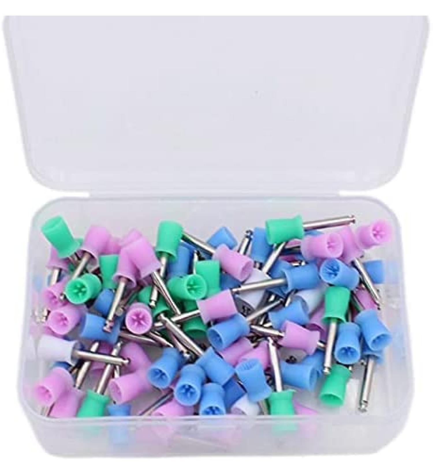 Rubber Toothpaste Polishing Brush Toothbrush Protection Cup Set - 100 Pcs (Color) | Lock Type - Buy Online on GoSupps.com