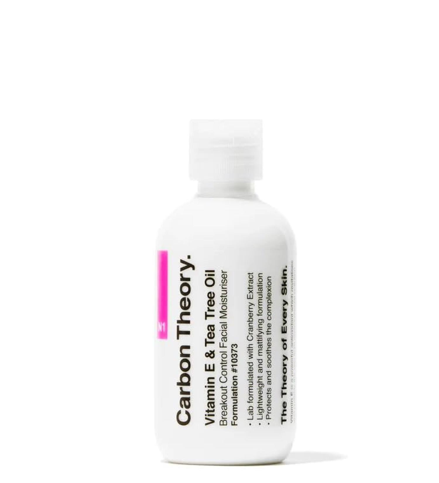 Carbon Theory Facial Moisturiser for Acne Prone Skin - Tea Tree Oil Vitamin E Shea Butter Moisturiser - Oily Skin Moisturiser - Vegan & Cruelty Free - 100ml - Buy Online on GoSupps.com