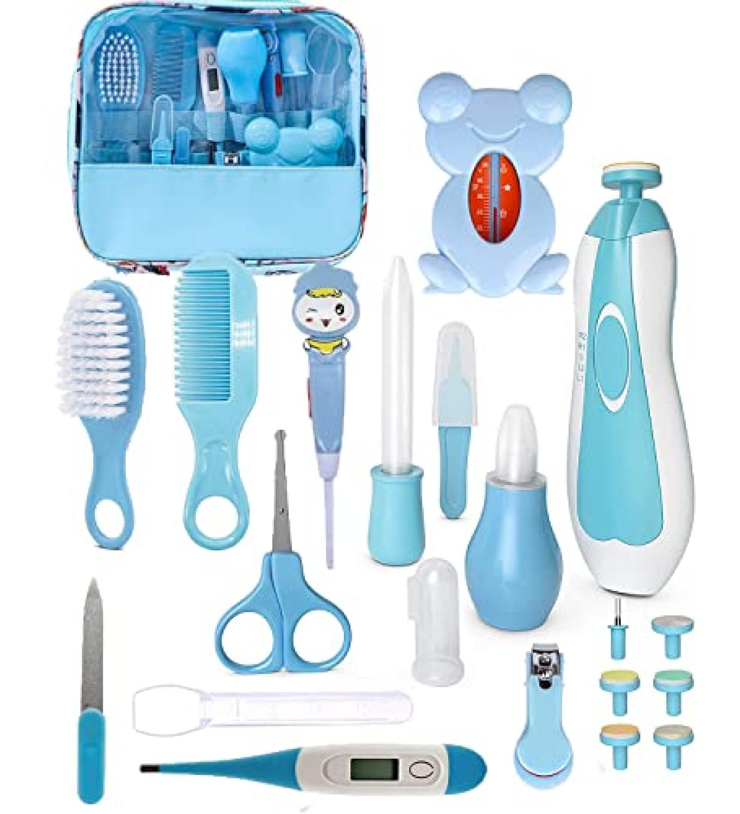 Baby Healthcare and Grooming Kit | Electric Nail Trimmer Set and Nursery Care Essentials | Blue Baby Shower Gift - Buy Online on GoSupps.com