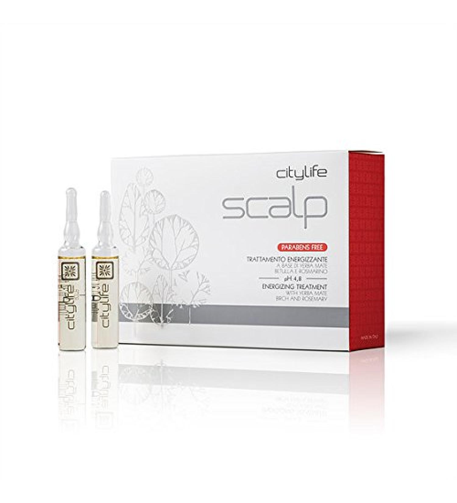 Energizing treatment with Yerba Mate Birch and Rosemary. Scalp 12 x 10 ml ampoles