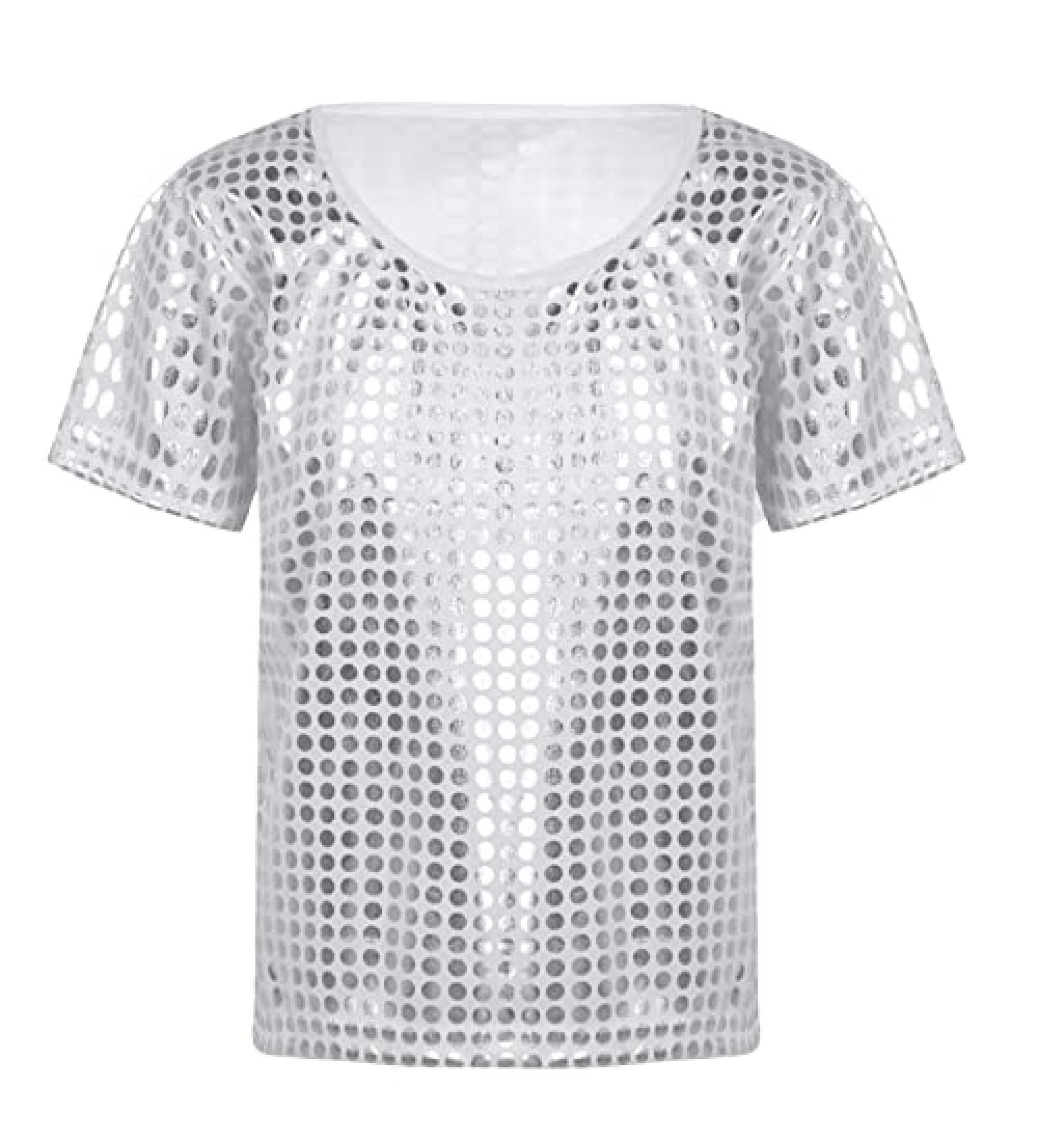 KKmeter Kids Shiny Hip Hop Dance T-Shirt | Short Sleeves Loose Top for Boys & Girls | Silver | Ages 2-6 - Buy Online on GoSupps.com