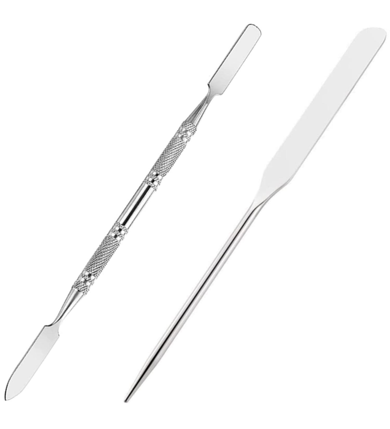 2Pcs Makeup Spatula metal Beauty Stainless Steel Cosmetics Metal Spatula Mixing Tool - Buy Online on GoSupps.com