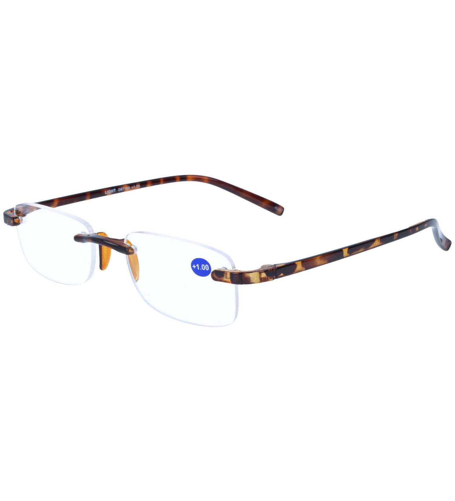 I NEED YOU LIGHT G67100 havana rimless glasses made of plastic with case havana 2 diopters