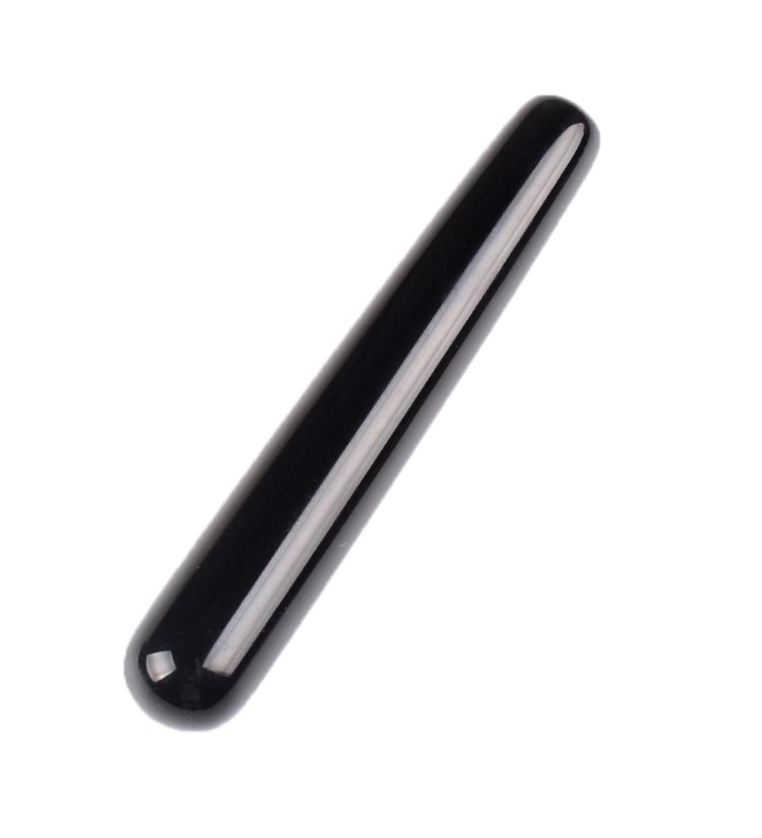 Natural Black Obsidian Massage Stick - 4.3 Handmade Gua Sha & Acupuncture Therapy Tool for Women - Crystall Massage Device - Buy Online on GoSupps.com