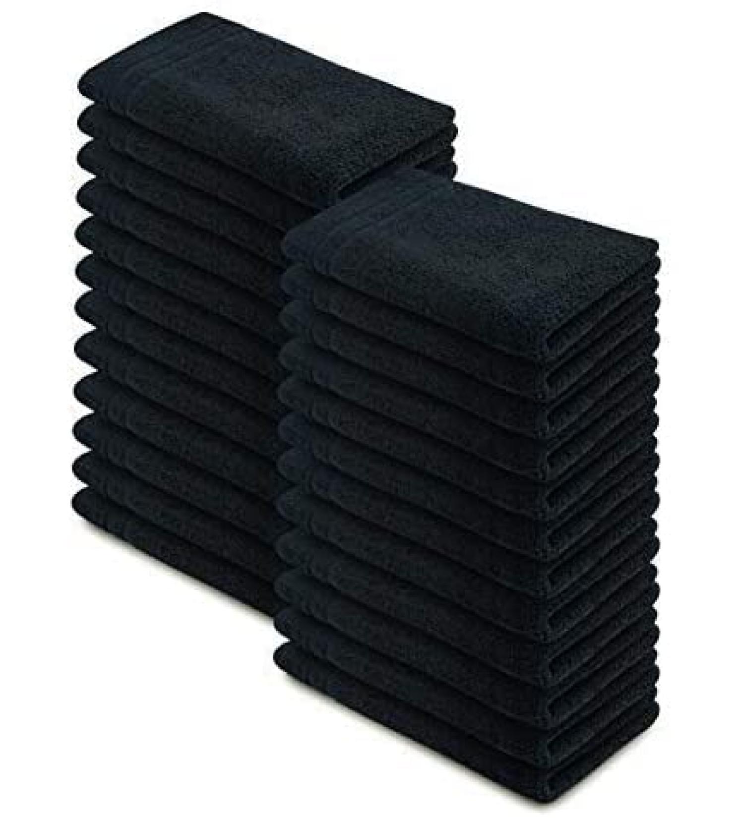 Corporate Hills CH 100% Ring Spun Cotton Salon Towel Pack of 24 Black 16 x 28 - Ultra Soft & Highly Absorbent | Perfect for Gym, Salon, Spa & Home Care - Buy Online on GoSupps.com