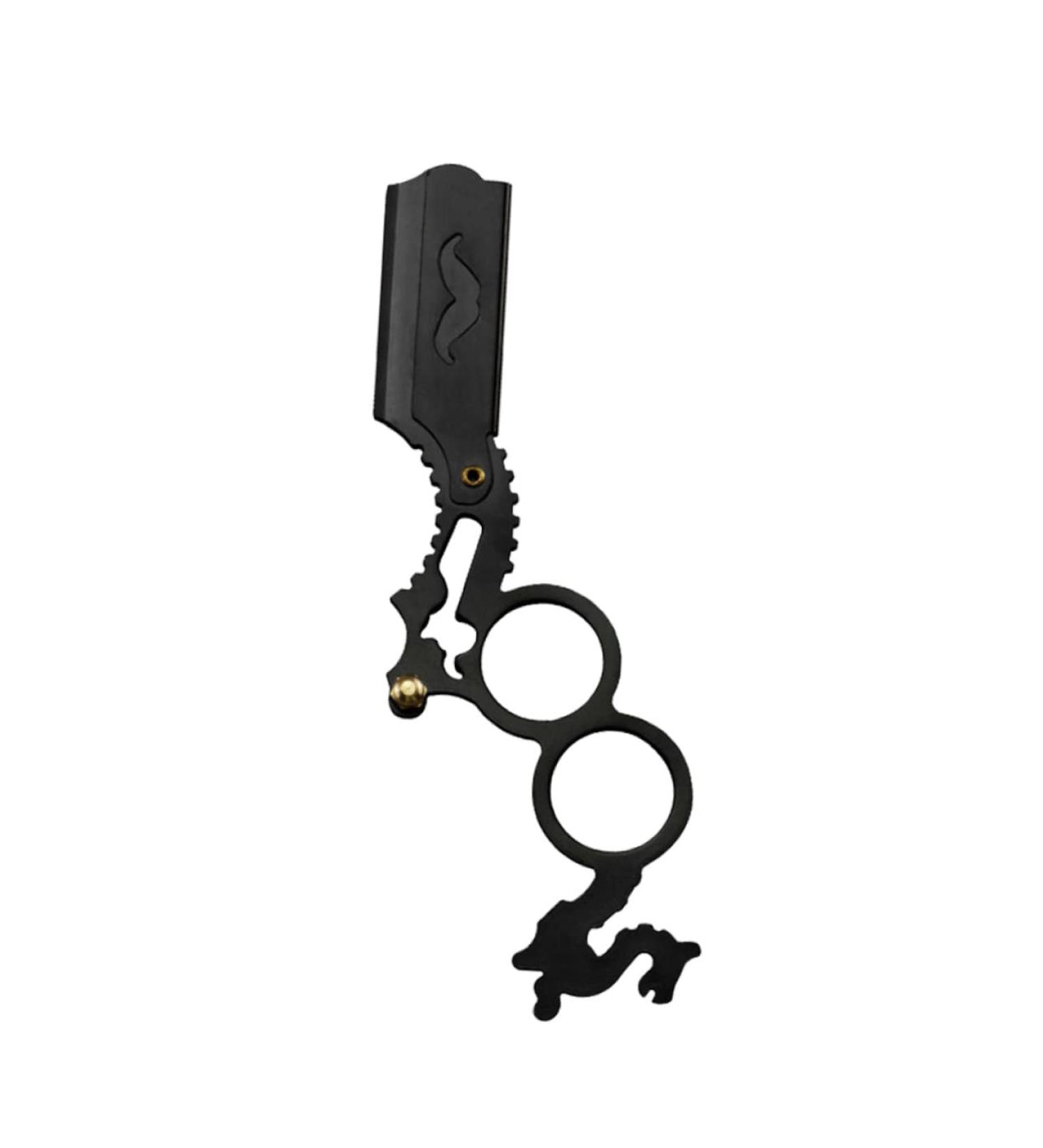 Beavorty Manual Hair Razor Holder - Stainless Steel Double Ring Shaver for Beard & Eyebrows Trimming - Efficient Folding Design - Buy Online on GoSupps.com