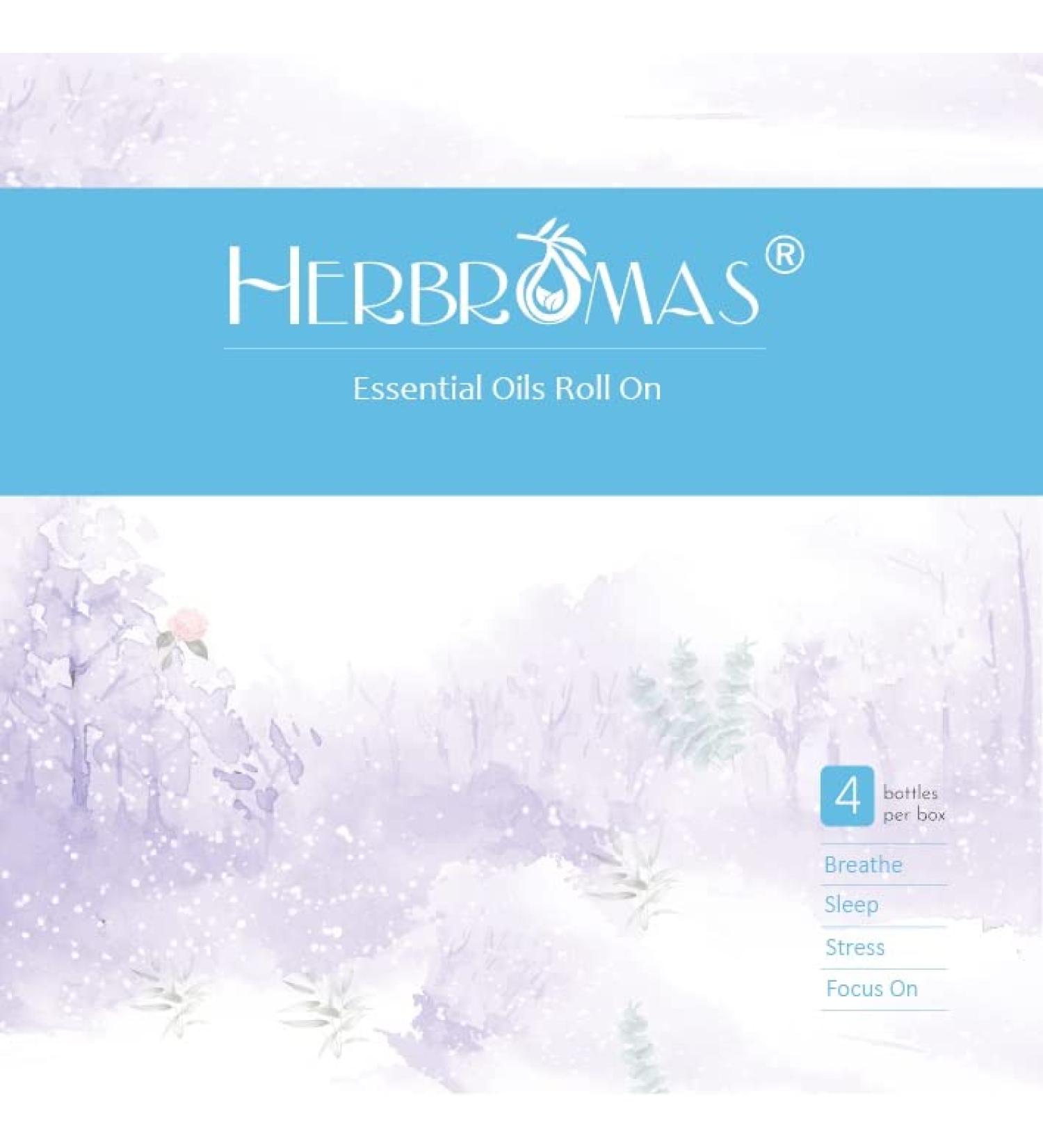 Aromatherapy Essential Oils Roll On Set Relaxation Gift for Women of 4 Pack Lavender Eucalyptus Peppermint Grapefruit Oil(Fresh Scent)