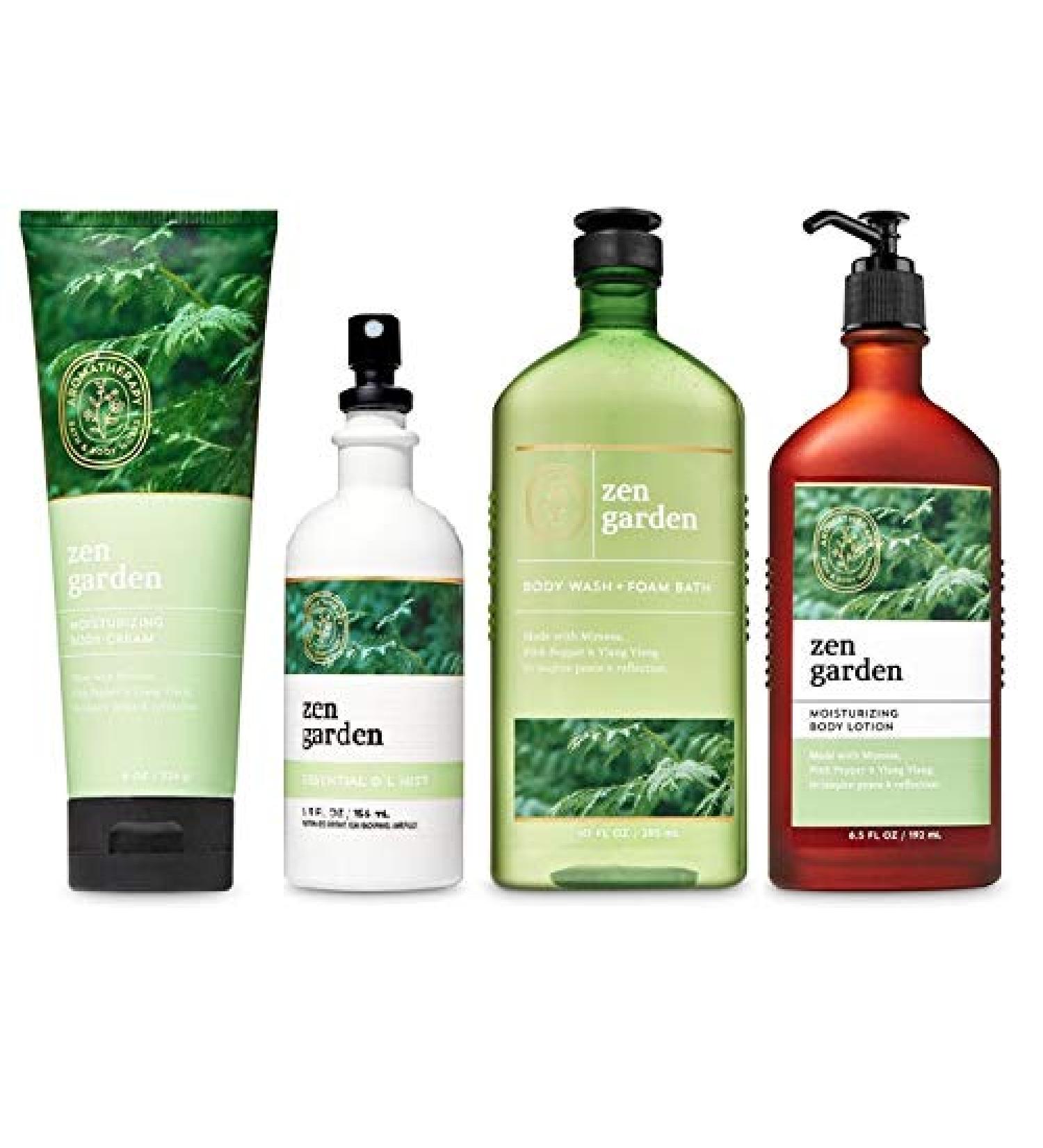 NEW Bath & Body Works Aromatherapy Zen Garden Gift Set - Lotion, Body Wash, Foam Bath, Essential Oil Mist & Body Cream - 4-Piece Set - Buy Online on GoSupps.com