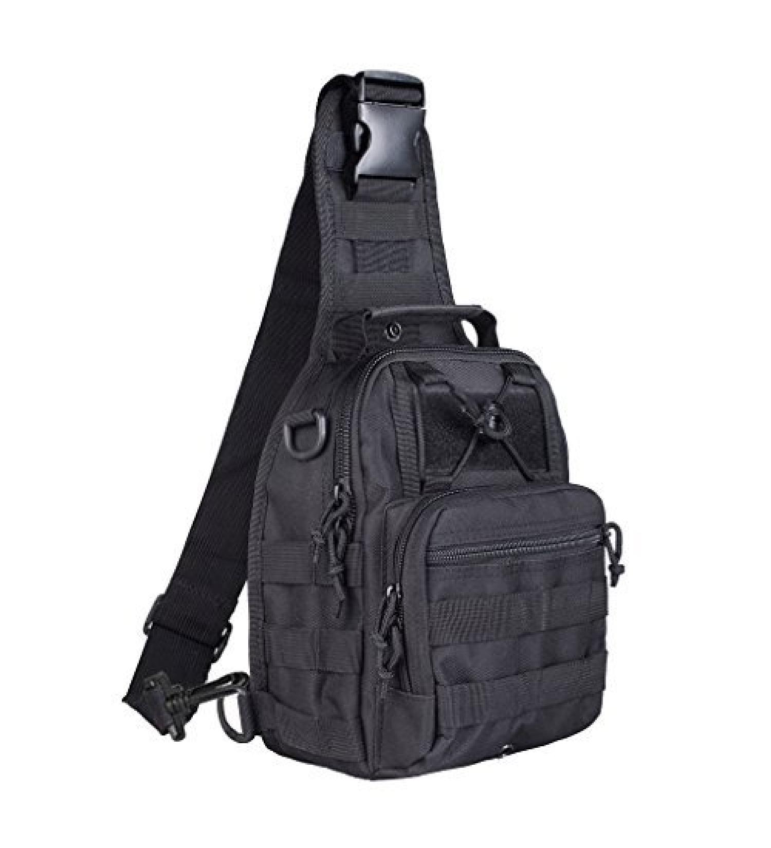 Qcute Tactical Backpack - Waterproof Military Crossbody Molle Sling Chest Bag - Black - Buy Online on GoSupps.com