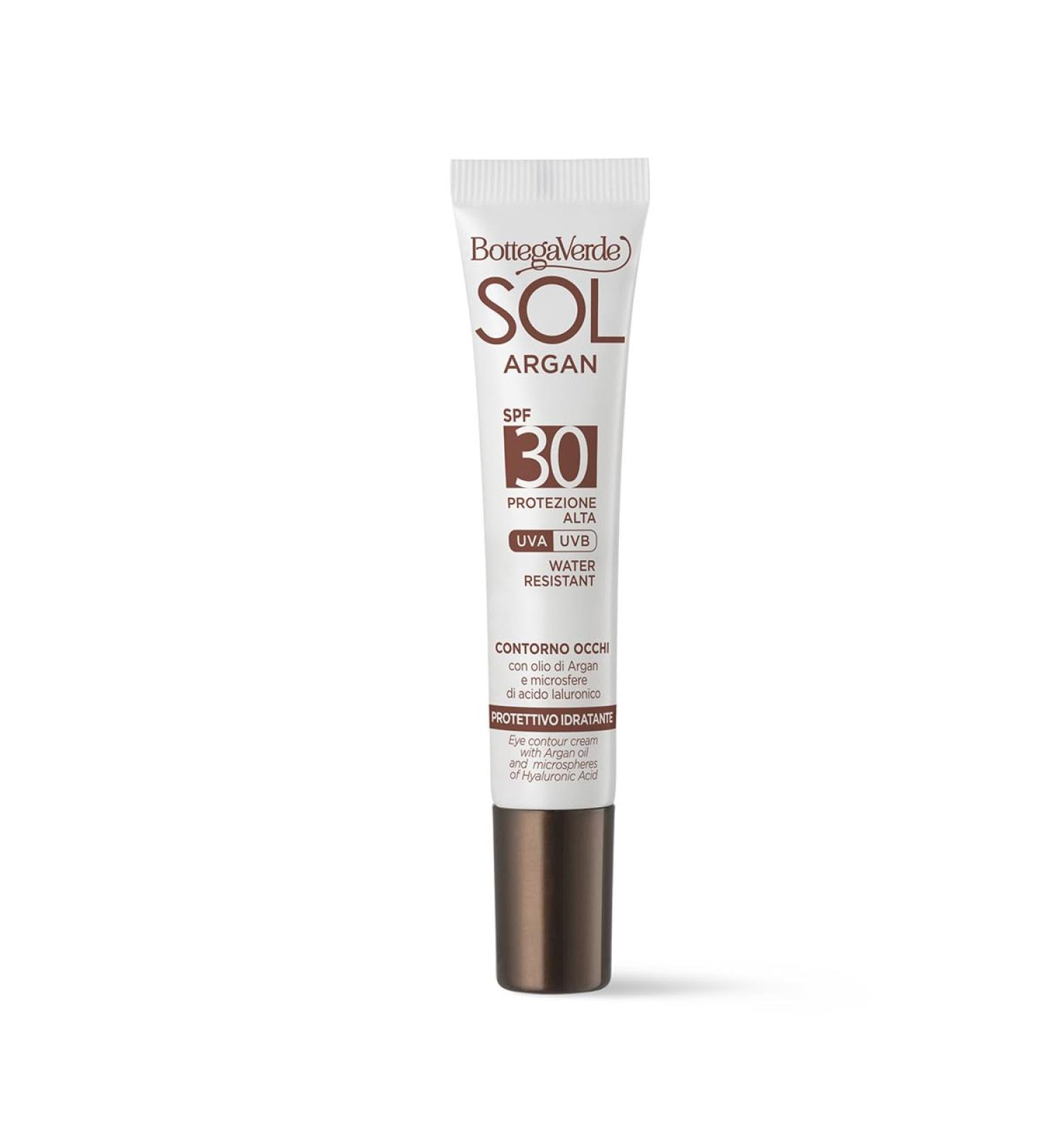 Bottega Verde Bottega Verde - SOL Argan - Eye Contour - Moisturizing Protection - with argan oil and hyaluronic acid microspheres - SPF 30 high protection (10 ml) - Water resistant