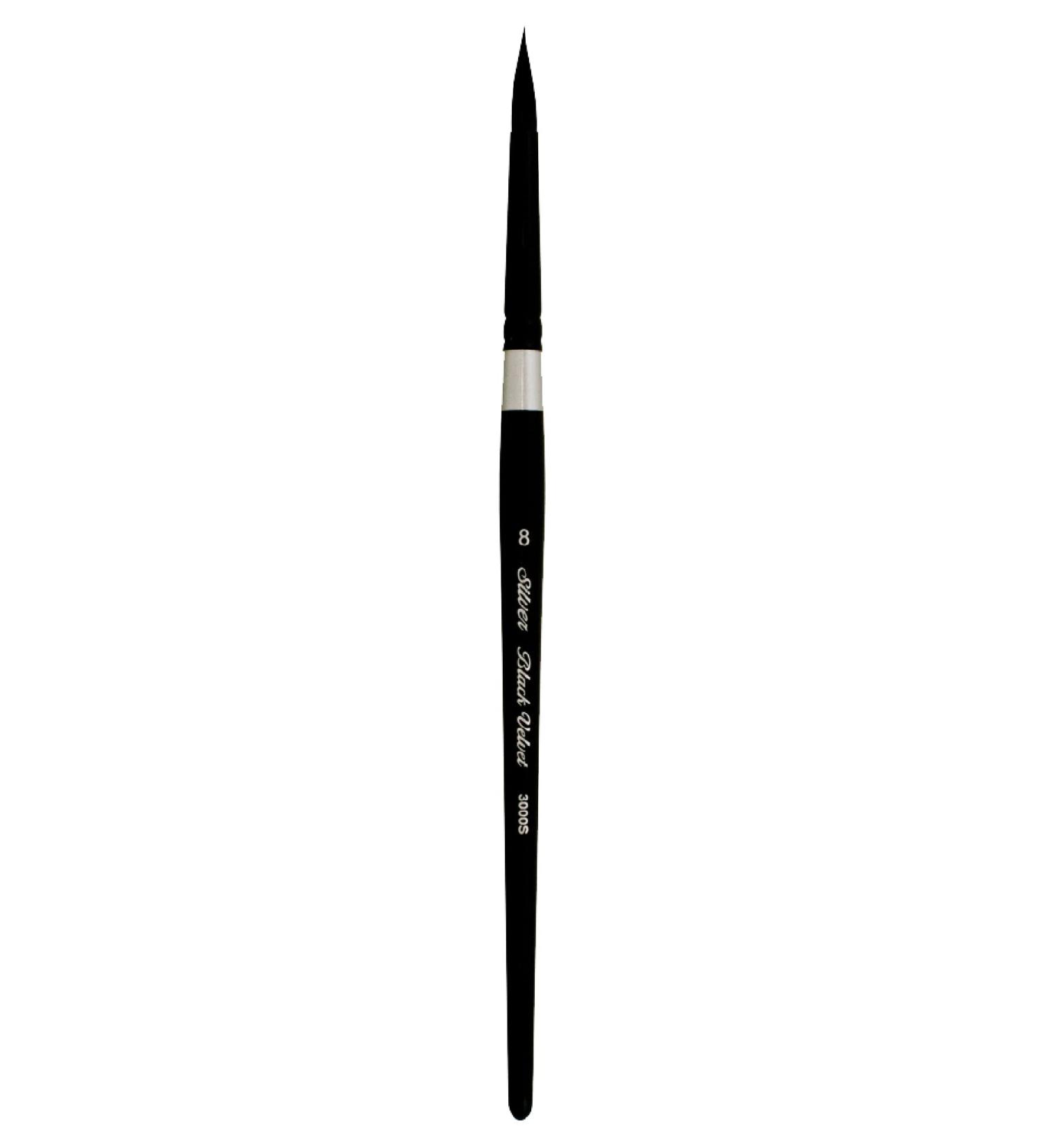Silver Black Velvet Round Watercolor Brush - Size 8 Short Handle - Buy Online on GoSupps.com