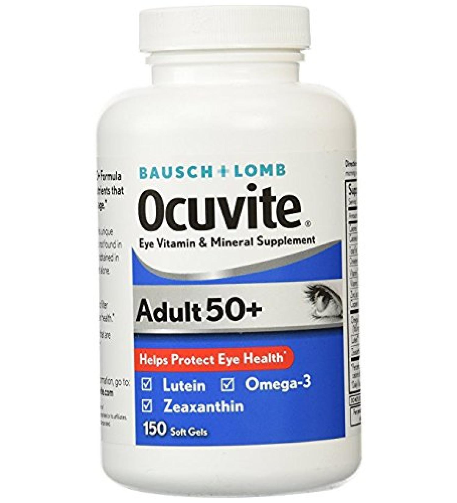 Bausch & Lomb Ocuvite Adult 50+ Eye Vitamin & Mineral Supplement - 2 Bottles, 150 Softgels Each
