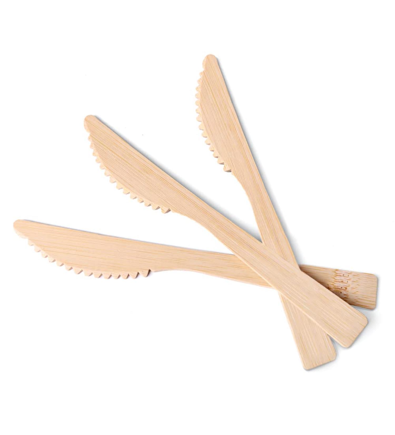 Bamboo Disposable Cutlery-Bamboo Knife 100PK 6.7" for Travel Camping Utensils Set 100% Biodegradable Compostable Renewable Utensil Natural Knives 100 knife - Buy Online on GoSupps.com