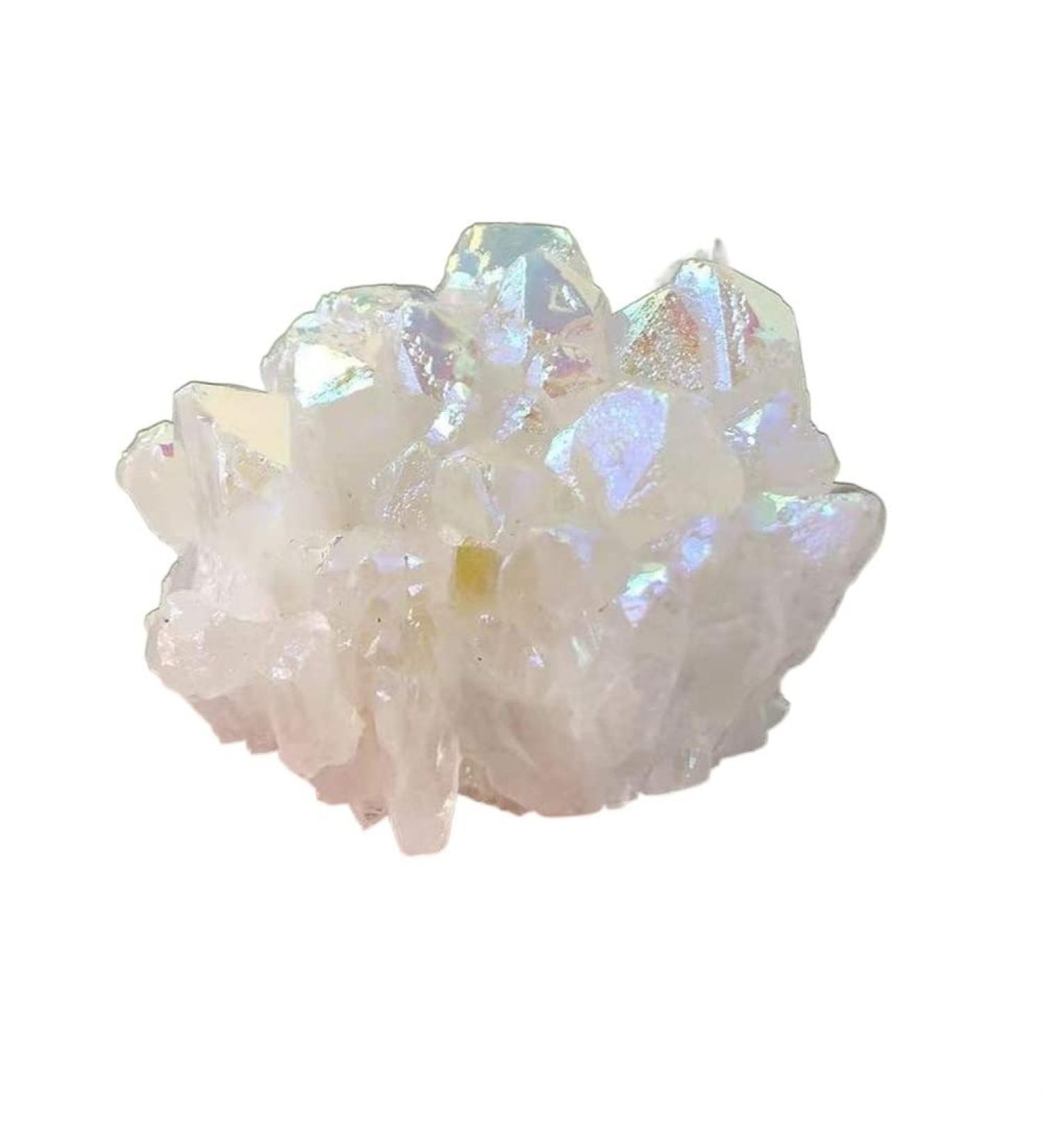 200-300g Natural White Angel Aura Crystal Cluster Electroplating Titanium Coating Quartz Cluster Stone Suitable for Furniture Decoration Ornaments ERBDRGAZ - Buy Online on GoSupps.com