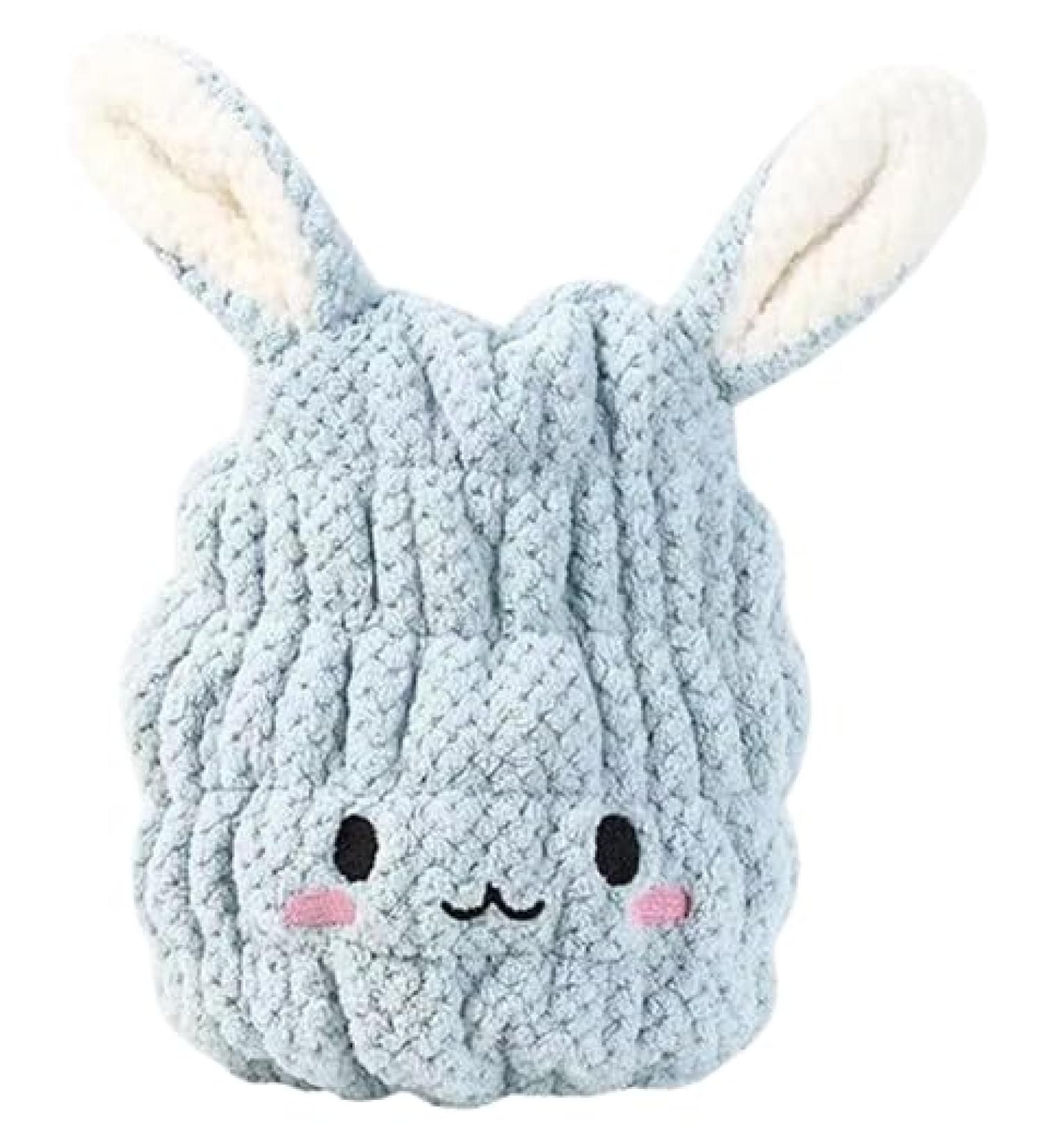 Microfiber Hair Towel Wrap for Kids & Women - 2 Pack Cute Quick Drying Rabbit Design | Soft Absorbent Hair Turban | Lightweight & Bouncy Bath Hat (Blue) - Ganfamao02 - Buy Online on GoSupps.com