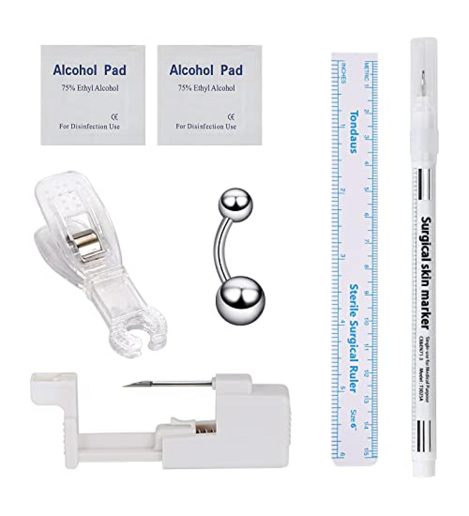 JOYTOYOU 7PCS Stainless Steel Body Piercing Kit - Disposable Piercing Needles Set for Ear Belly Button Tongue Eyebrow Lip Nose - Gauge Kits for Women Men - Buy Online on GoSupps.com