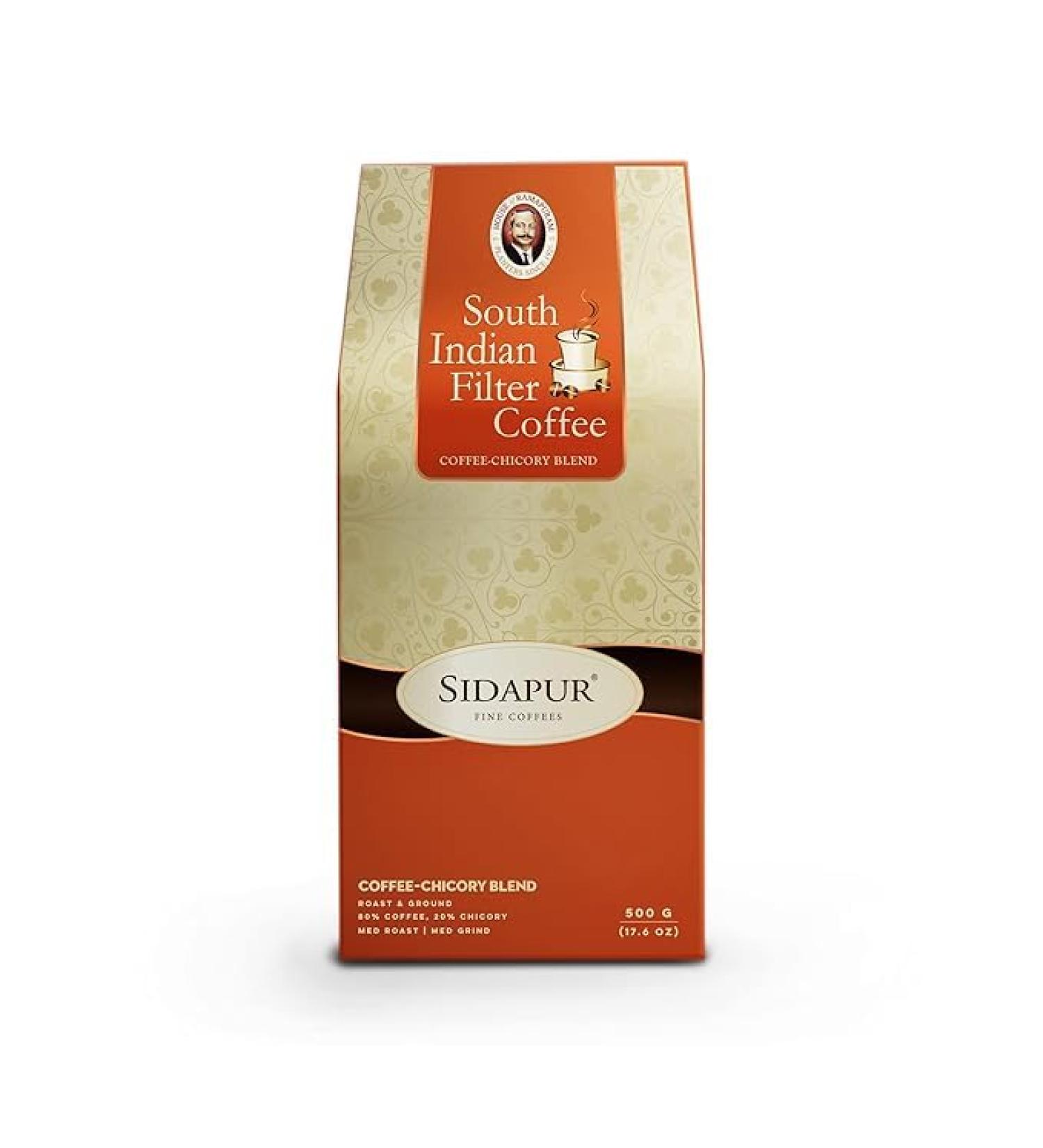 Sida'pur - South Indian Filter Coffee - Roasted and Ground - Coffee 80% : Chicory 20% - 500gms Bag - Buy Online on GoSupps.com