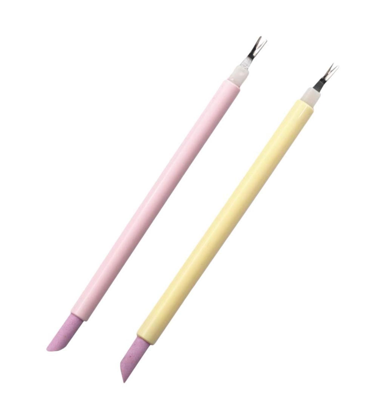 Lurrose 2pcs Stone Sanding Nail File Cuticle Trimmer Remover Pusher Dead Skin Callus Removal Fork Practical Nail Art Buffing Tools - Buy Online on GoSupps.com