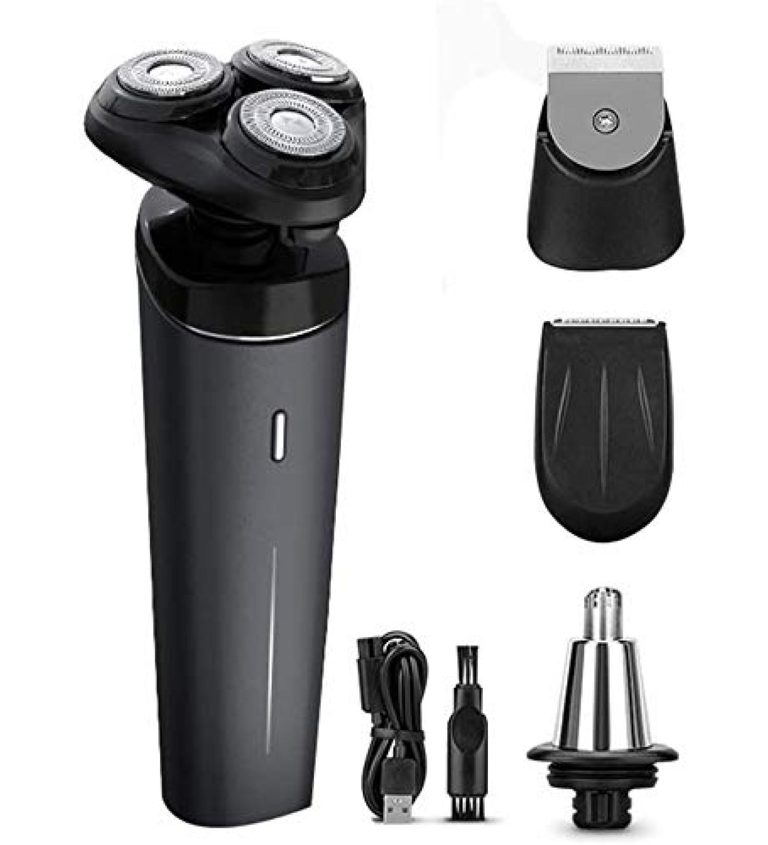 GeRRiT Electric Razor for Men - Rechargeable Cordless Shaver IPX7 Waterproof 4-in-1 Rotary Beard & Mustache Trimmer USB Charging - Best Face Shavers for Smooth Shaving - Buy Online on GoSupps.com