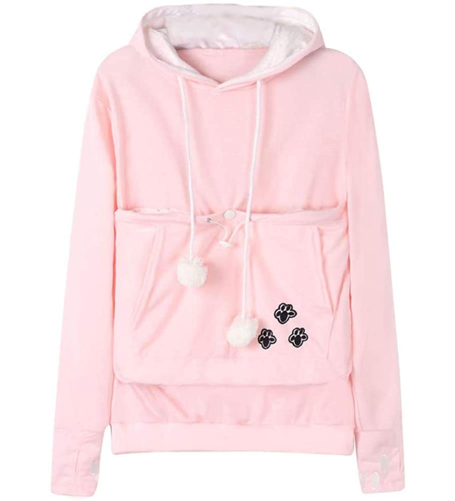 Angel ZYJ Women's Cat & Dog Pocket Hoodie - Oversized Pink Sweater for Autumn/Winter - Buy Online on GoSupps.com