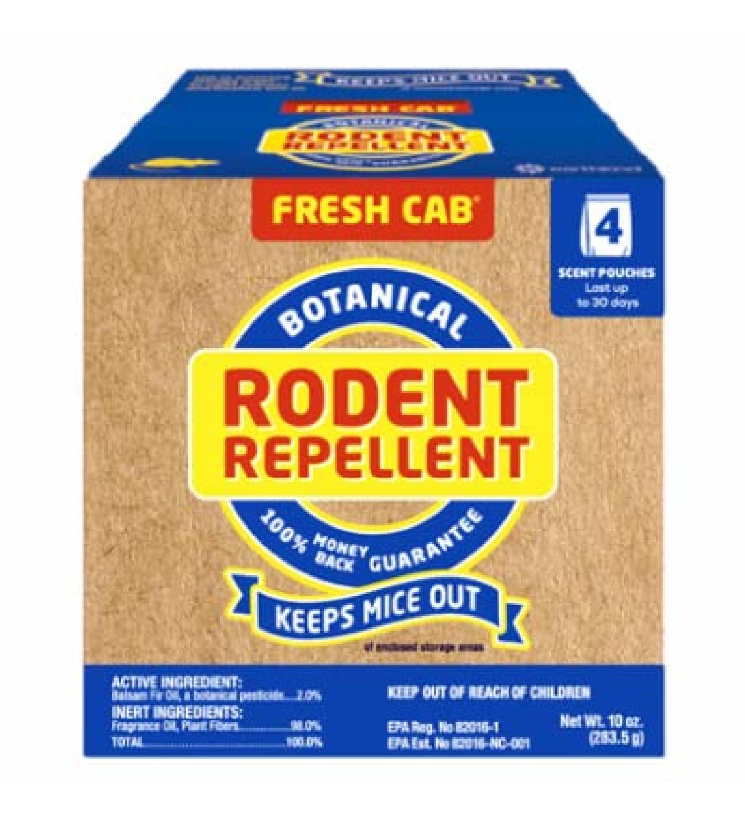Fresh Cab Botanical Rodent Repellent - Environmentally Friendly, Keeps Mice Out, 4 Scent Pouches