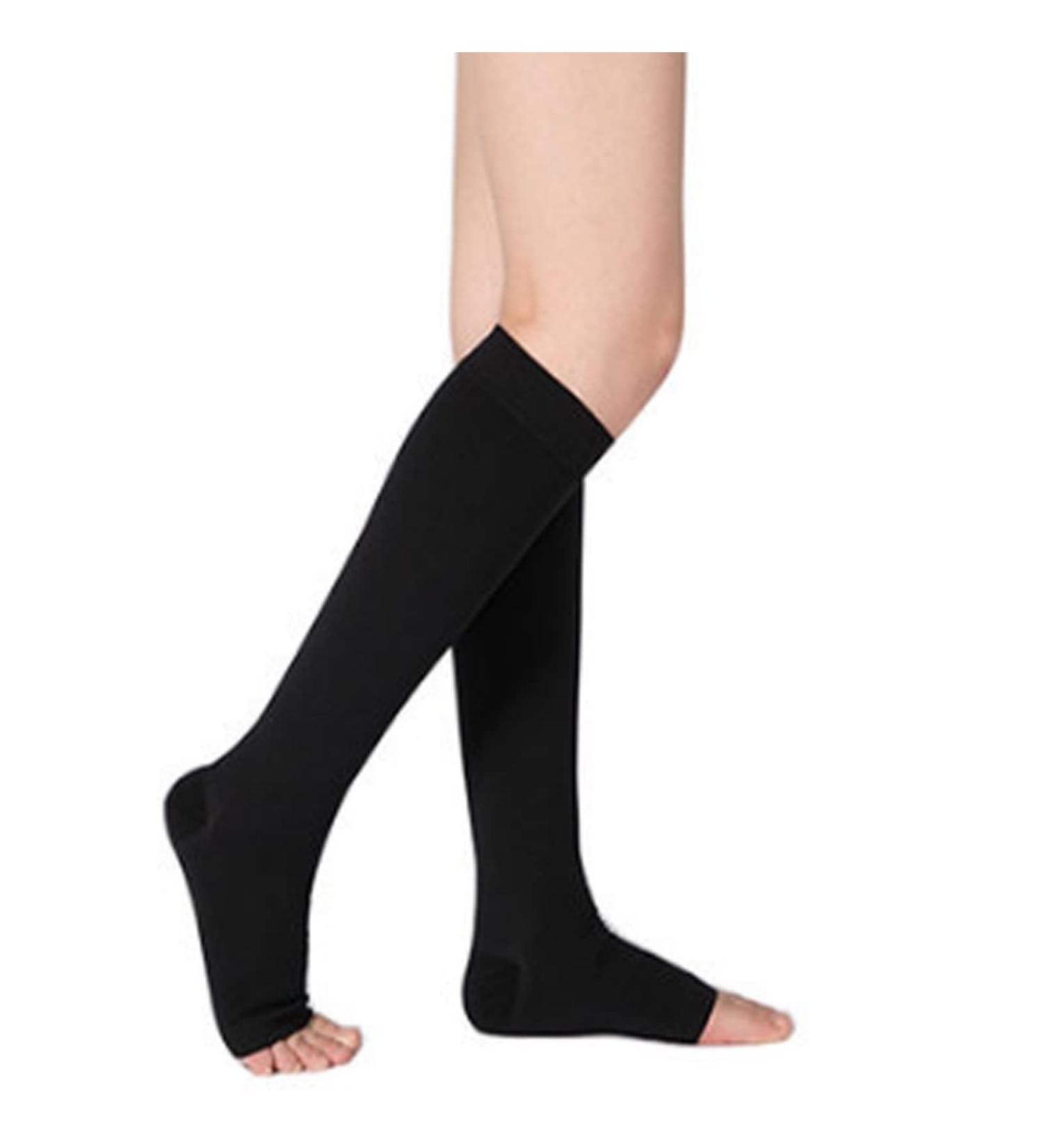 Shop Compression Stockings for Varicose Veins - Open Toe Medium Hose 20-30 mmHg - Comfortable Gradient Compression for Running Cycling Basketball - Flesh & Black Options Available - Buy Online on GoSupps.com